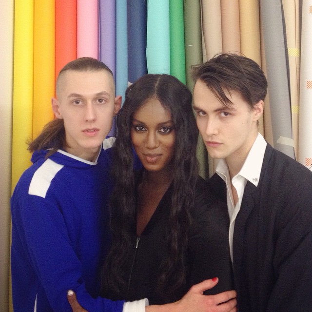 Lukas V @lukasvdgracht, Tschan @ourscharrr and James S @jamesspencerx backstage with @cgwatkinsphoto and @santirodriguez_