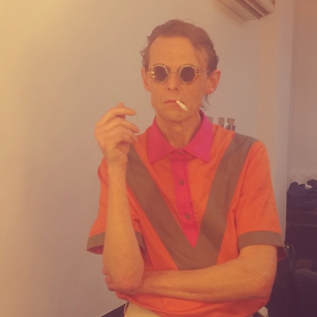 The coolest model alive! 😎 Bernd backstage at an editorial shoot with @robirodriguez