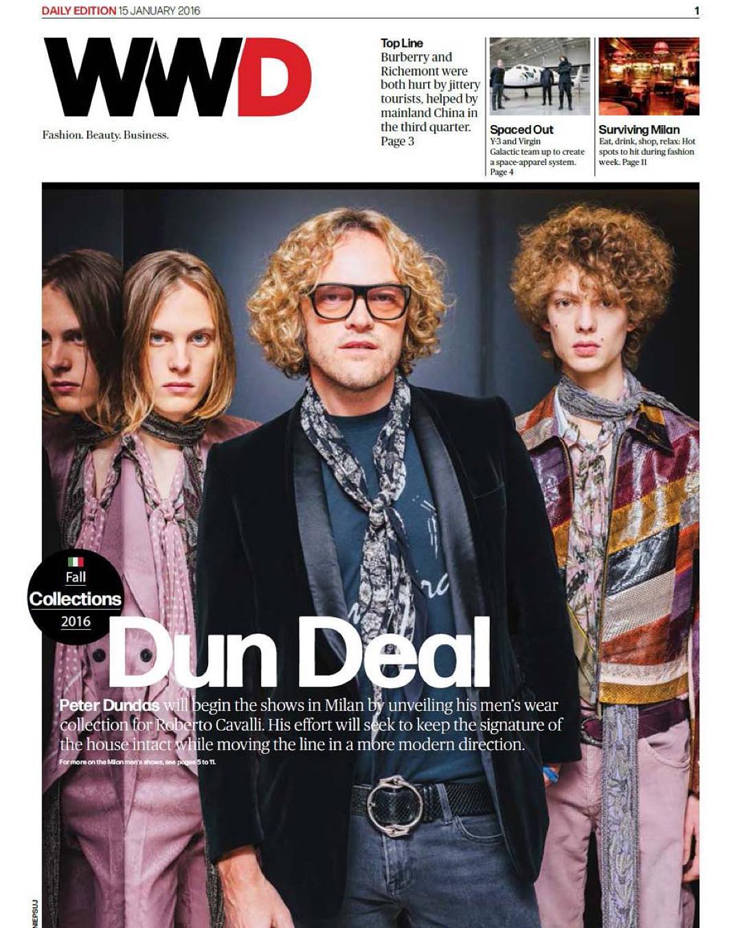 New faces Nils and Leon D @leondame on the cover of WWD Magazine with @peter_dundas wearing Roberto Cavalli AW16.@wwd @roberto_cavalli