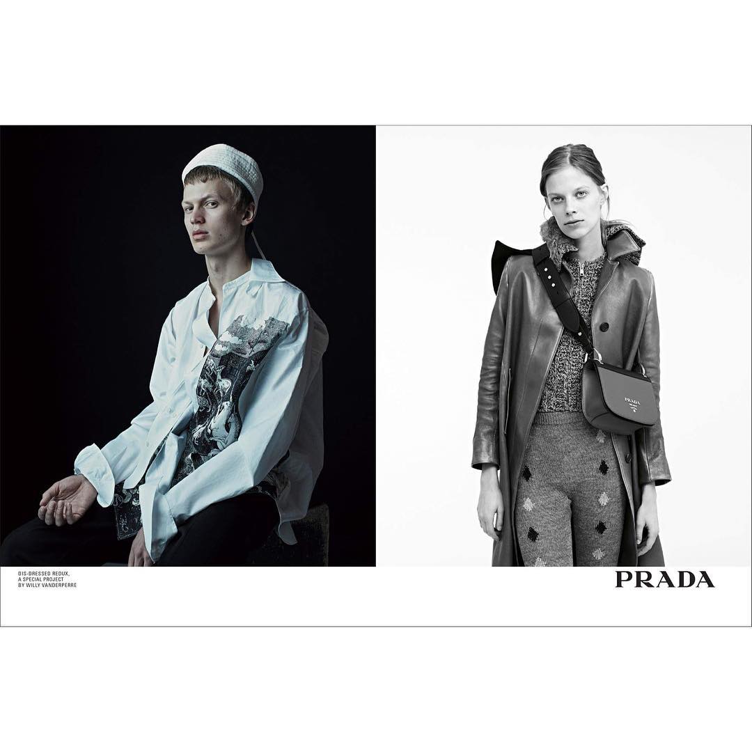 Prada Dis-Dressed AW16 campaign with Jonas G @jonasgloeer. Photography by Willy Vanderperre and styling by Olivier Rizzo.