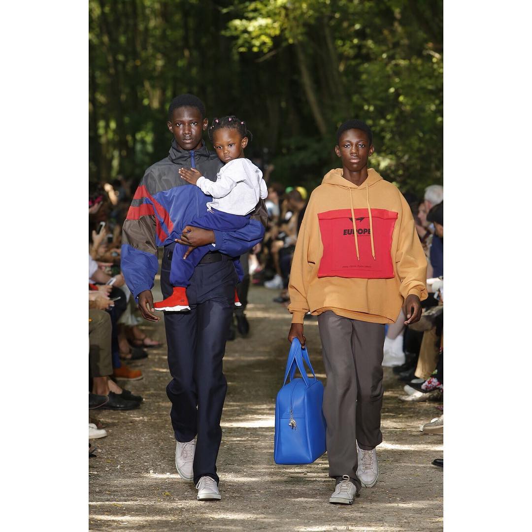 Diacaria (@diacaria75), his brother Souaibou and his sister Thilo for Balenciaga SS18. Styling by Lotta Volkova, hair by Gary Gill and make-up by Inge Grognard.