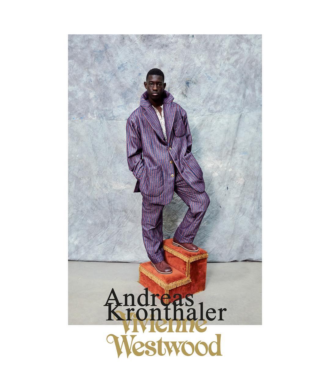 Erwan stars in the Andreas Kronthaler for Vivienne Westwood AW17 campaign. Photography by Juergen Teller and styling by Sabina Schreder. Hair by Sam McKnight and make-up by Val Garland.
