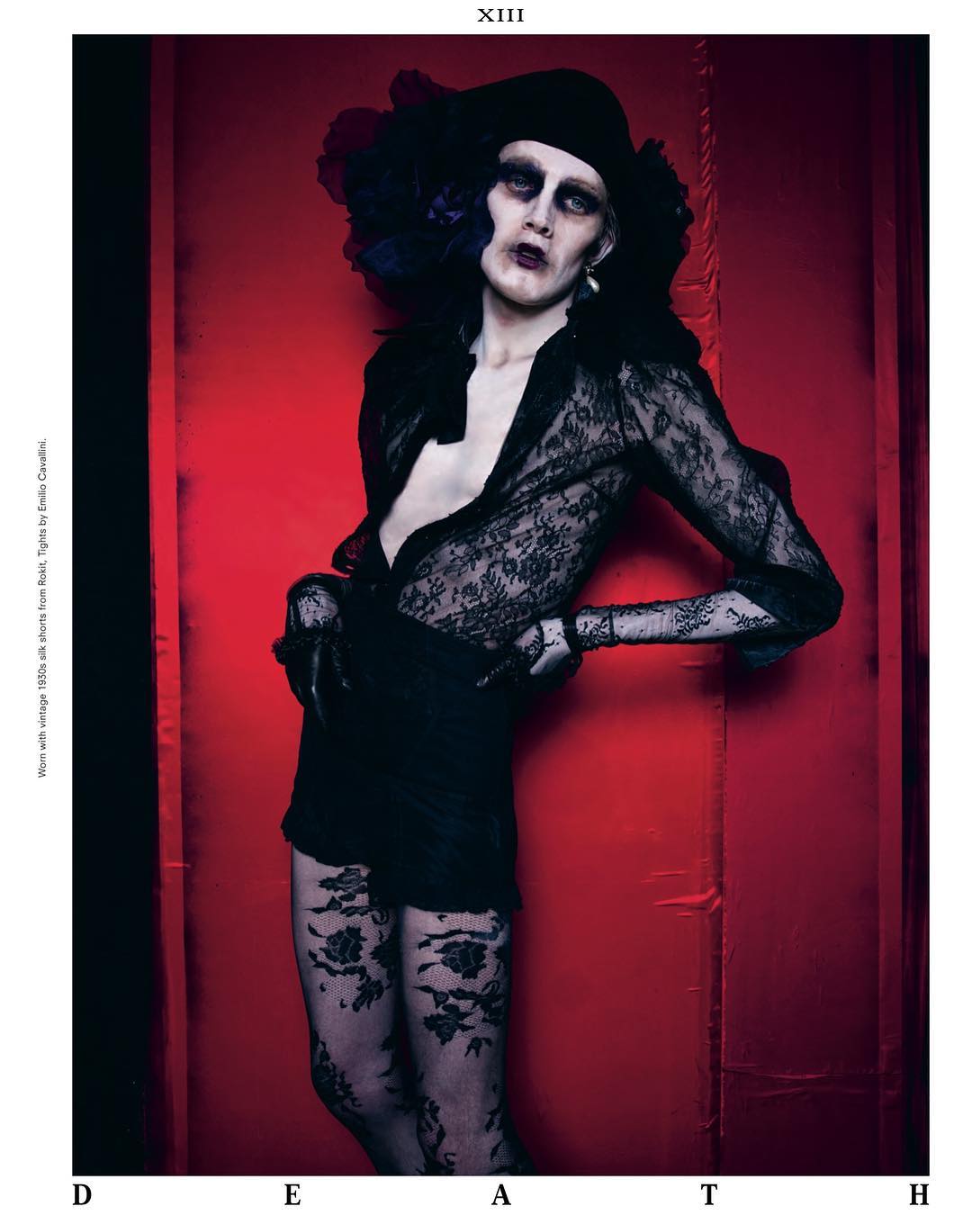 James Crewe (@jamescrewe) embodies 'Death' in Tim Walker's Tarot for Another Man's 'Modern Mythologies' issue. Styling by Katy England, hair by Malcolm Edwards and make-up by Miranda Joyce. Thank you @piotrchamier!