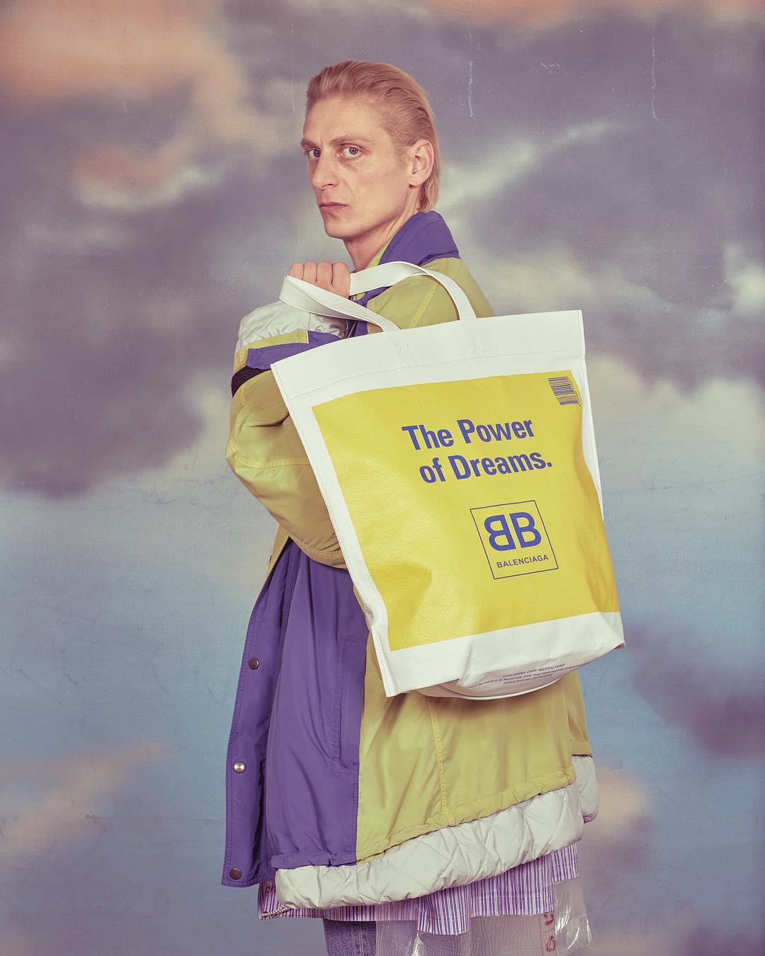 Norman for Balenciaga's Spring/Summer 2018 campaign. Photography by Robbie Augspurger and styling by Lotta Volkova. Hair by Gary Gill and make-up by Inge Grognard.