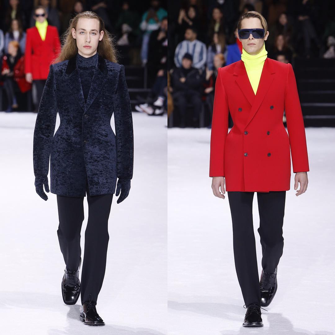 Daniel B and Oskar (@oskar.may) for Balenciaga AW18. Hair by Gary Gill and make-up by Inge Grognard. Thank you to @demnagvasalia, @lottavolkova and the whole @balenciaga team!