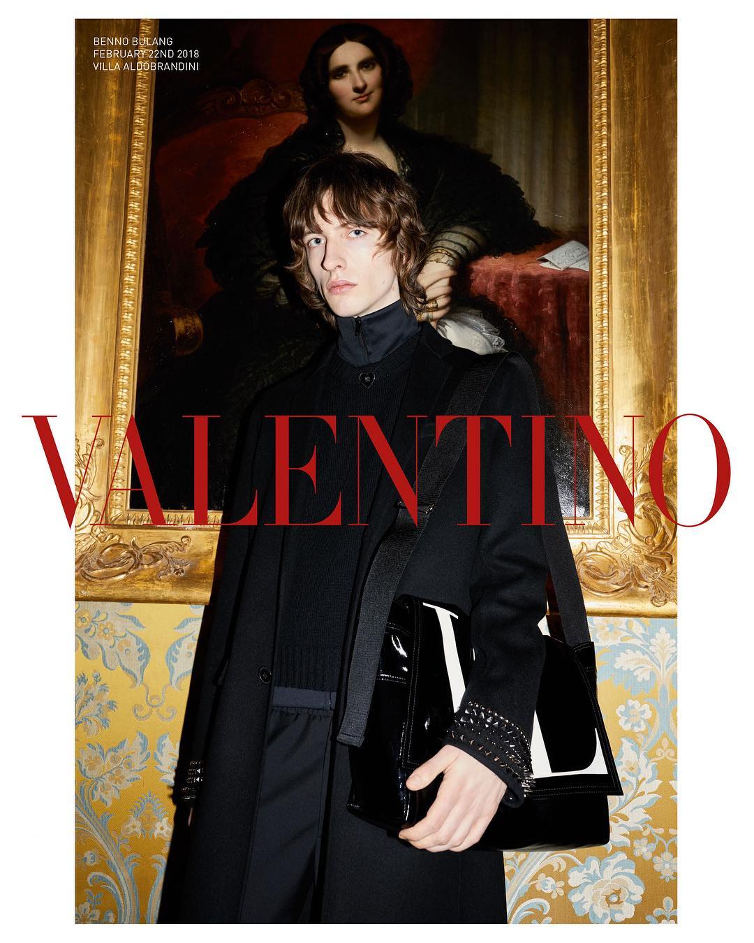 Benno (@bennobulang) for Valentino's AW18 campaign. Photography by Juergen Teller and styling by Joe McKenna. Hair by Damien Boissinot and make-up by Dick Page.