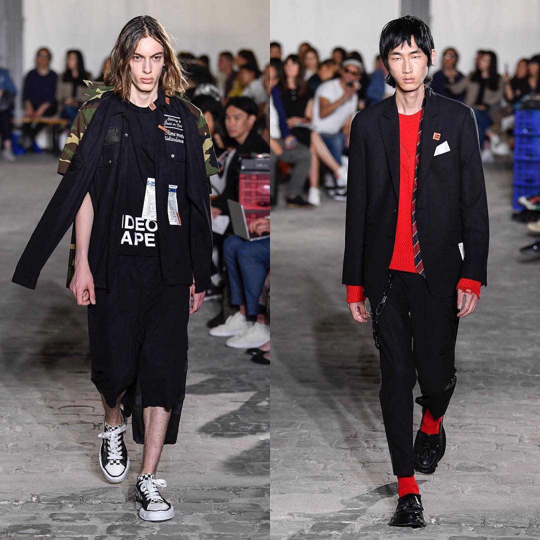 Sebastian P (@st.seppi) and Han Ji (@hannxji) for Mihara Yasuhiro SS19. Styling by Lambda Takahashi. Thank you @piotrchamier!