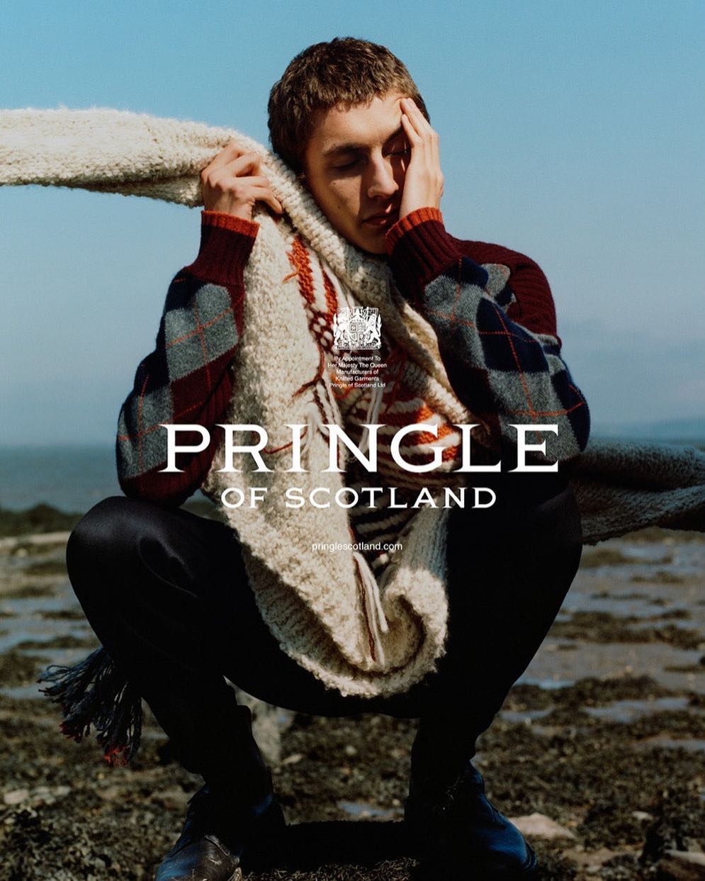 Henry (@henrykitcher) for Pringle of Scotland's AW18 campaign. Photography by Harley Weir and styling by Francesca Burns. Hair by Gary Gill and make-up by Nami Yoshida. Casting by Jess Hallett.
