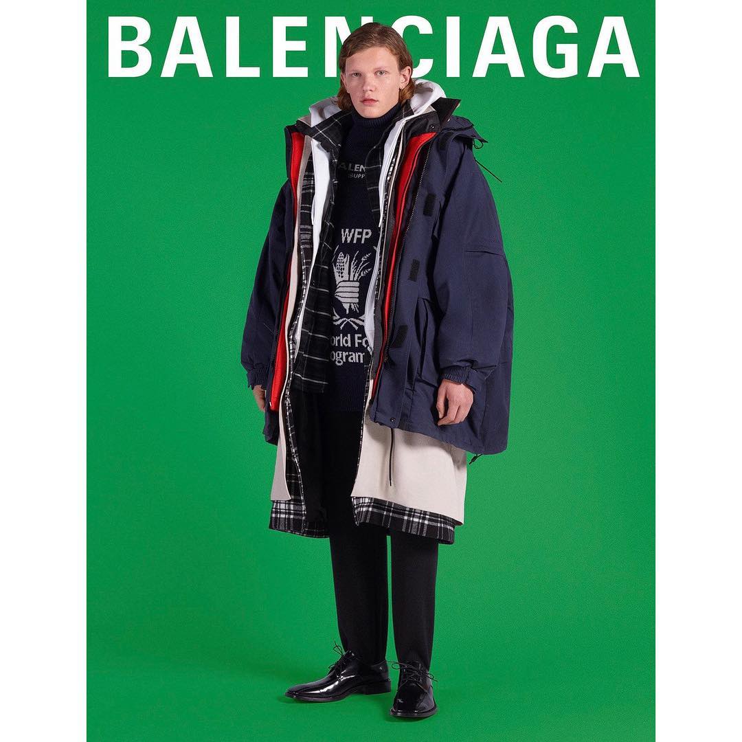 Josef (@josefcutler) for Balenciaga's AW18 campaign. Photography by Charlie White, hair by Holli Smith and make-up by Inge Grognard.