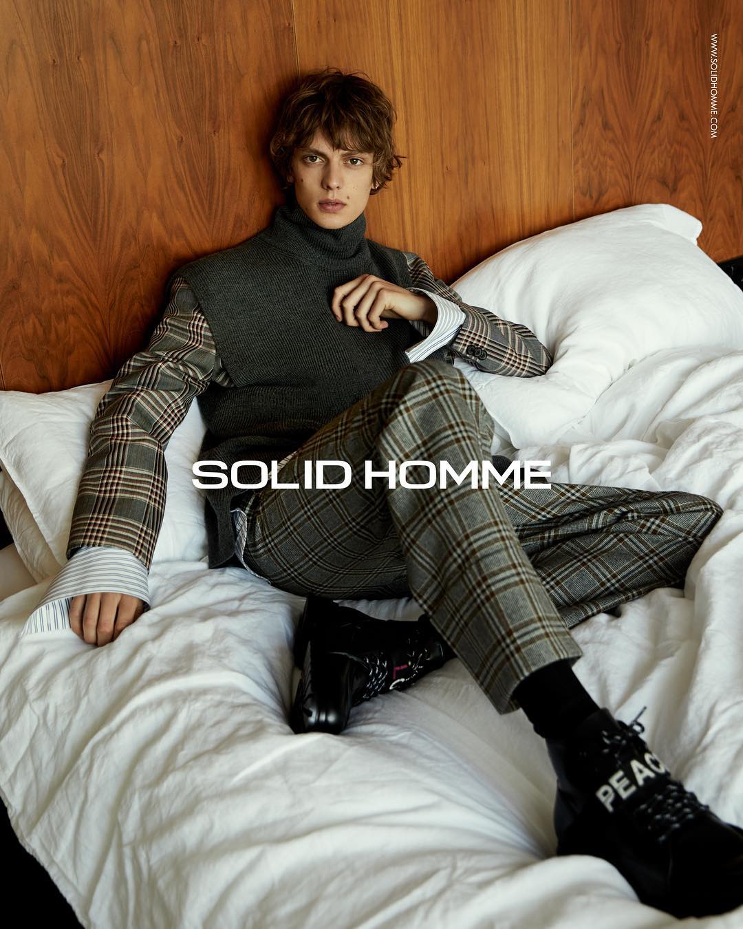 Leon D (@leondame) for Solid Homme's AW18 campaign. Photography by Mel Bles and styling by Hannes Hetta. Hair by Matt Mulhall.