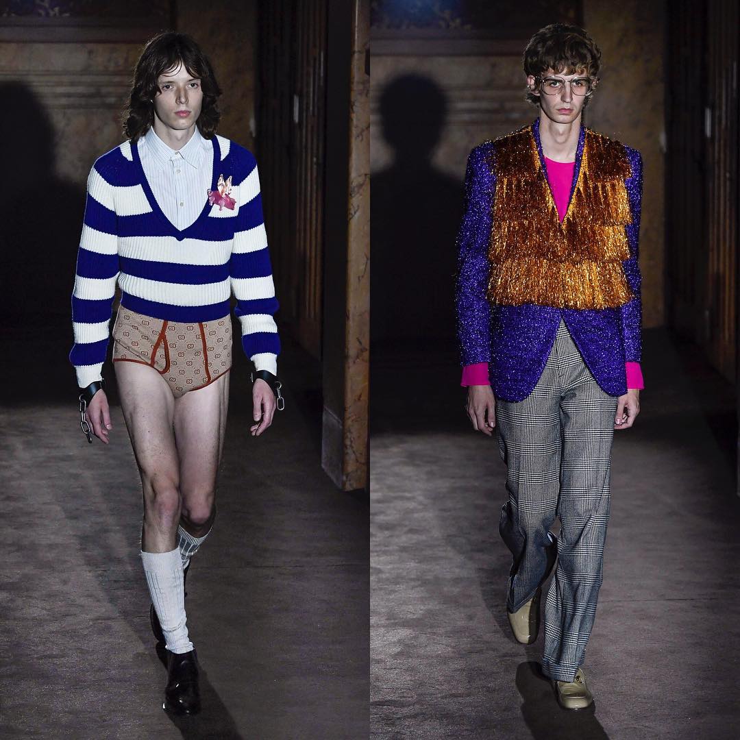 Ewan (@ewanmurray) and Tom A (@tomattonmoore) (exclusive) for Gucci SS19. Hair by Paul Hanlon, make-up by Yadim and casting by Barbara Nicoli and Leila Ananna.