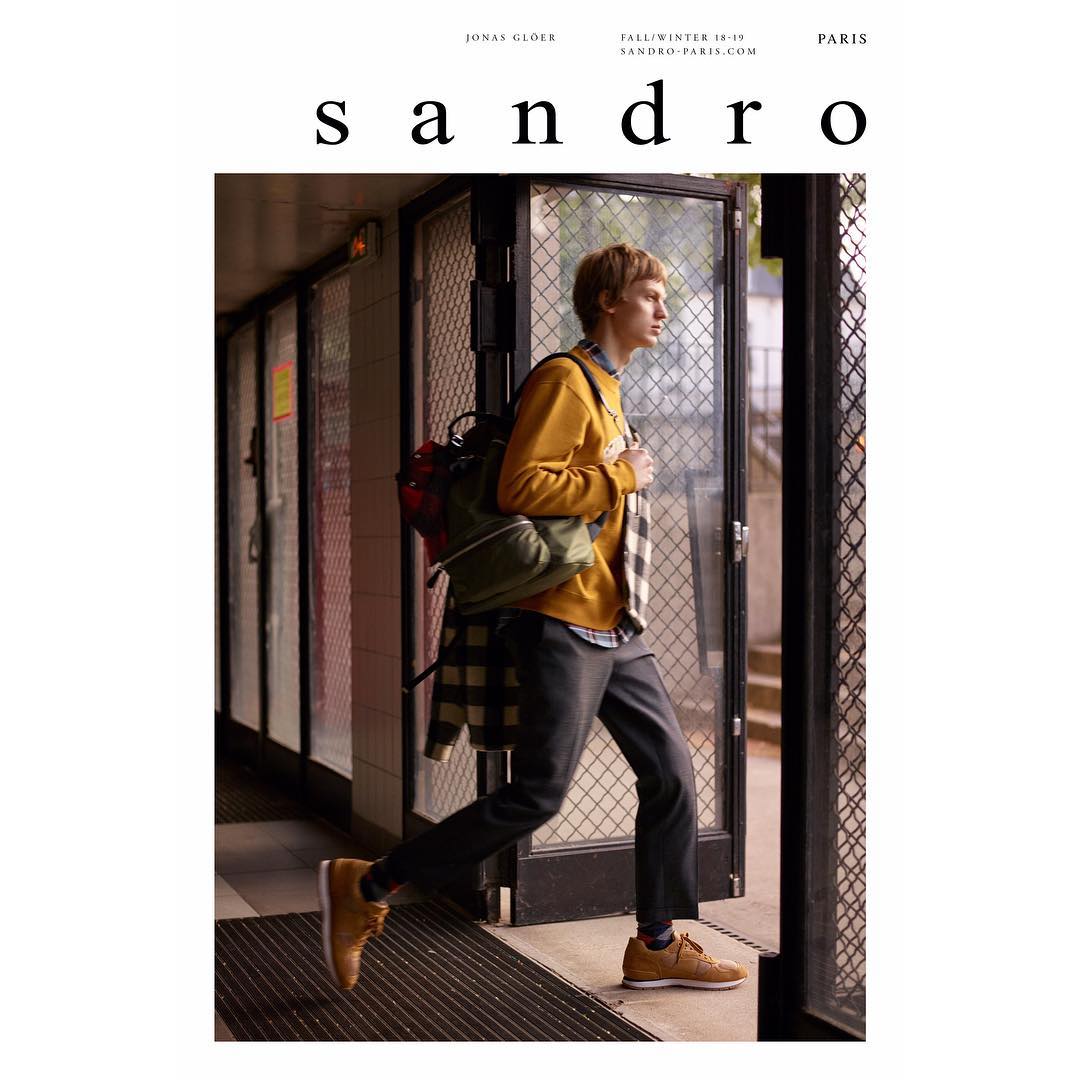 Jonas G (@jonasgloeer) fronts Sandro Paris' AW18 campaign. Photography by Karim Sadli and styling by Joe McKenna. Hair by Damien Boissinot and make-up by Christelle Cocquet.