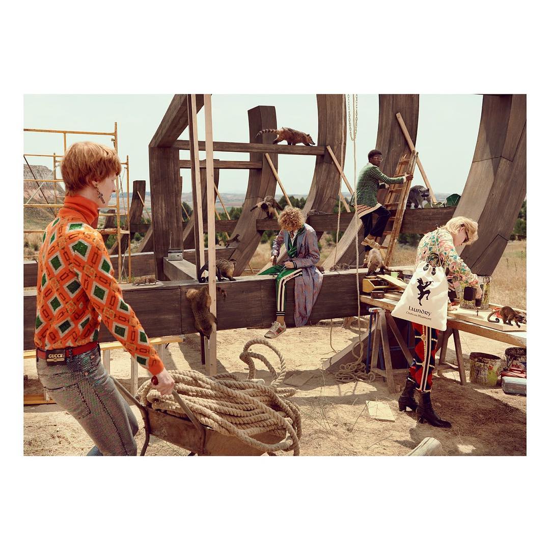 Leon R (@leochrom) for Gucci's Cruise 2019 campaign. Photography by Glen Luchford, styling by Jonathan Kaye, hair by Paul Hanlon and make-up by Yadim.