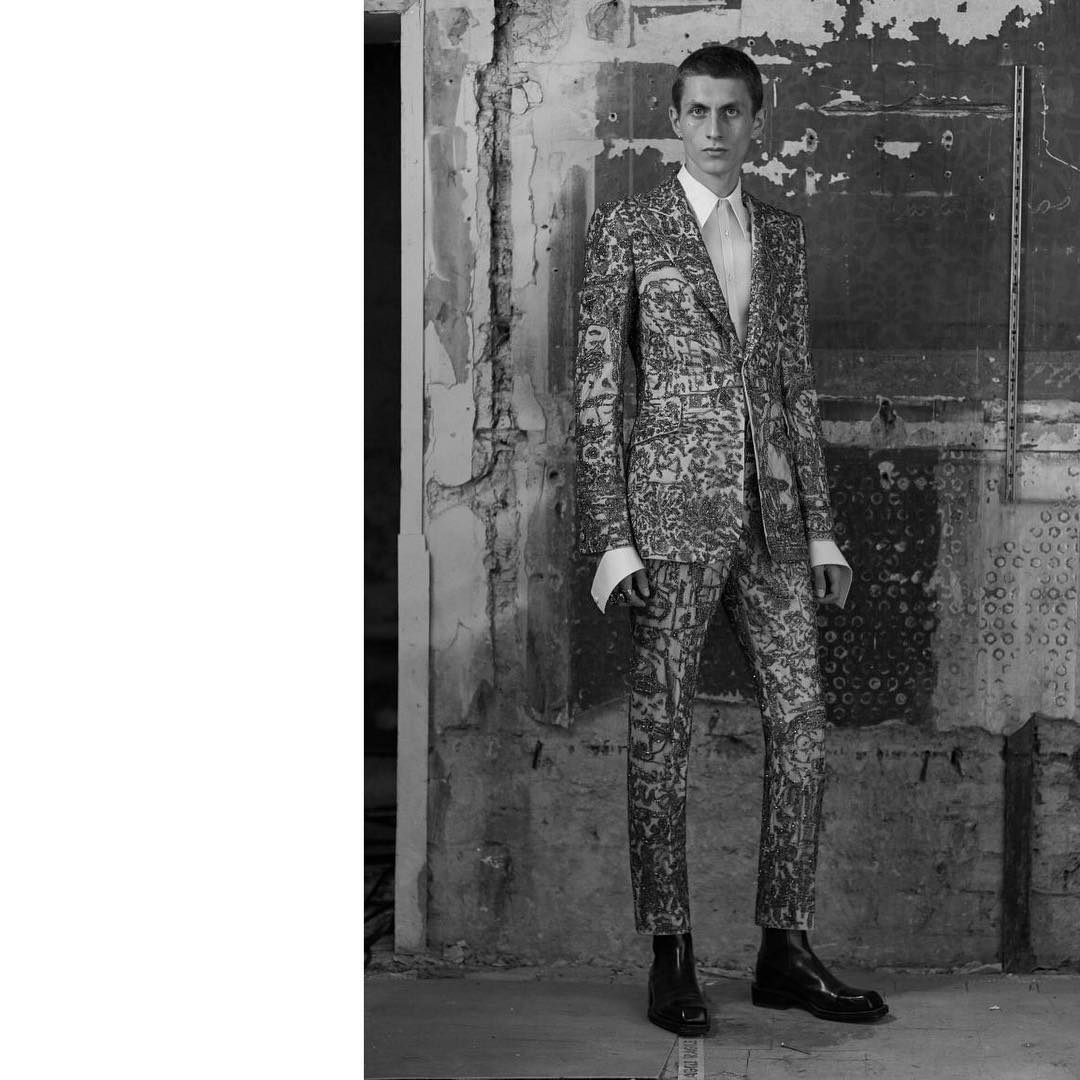 Henry (@henrykitcher) for Alexander McQueen SS19. Photography by Ethan James Green, styling by Alister Mackie, hair by Matt Mulhall and casting by Jess Hallett.