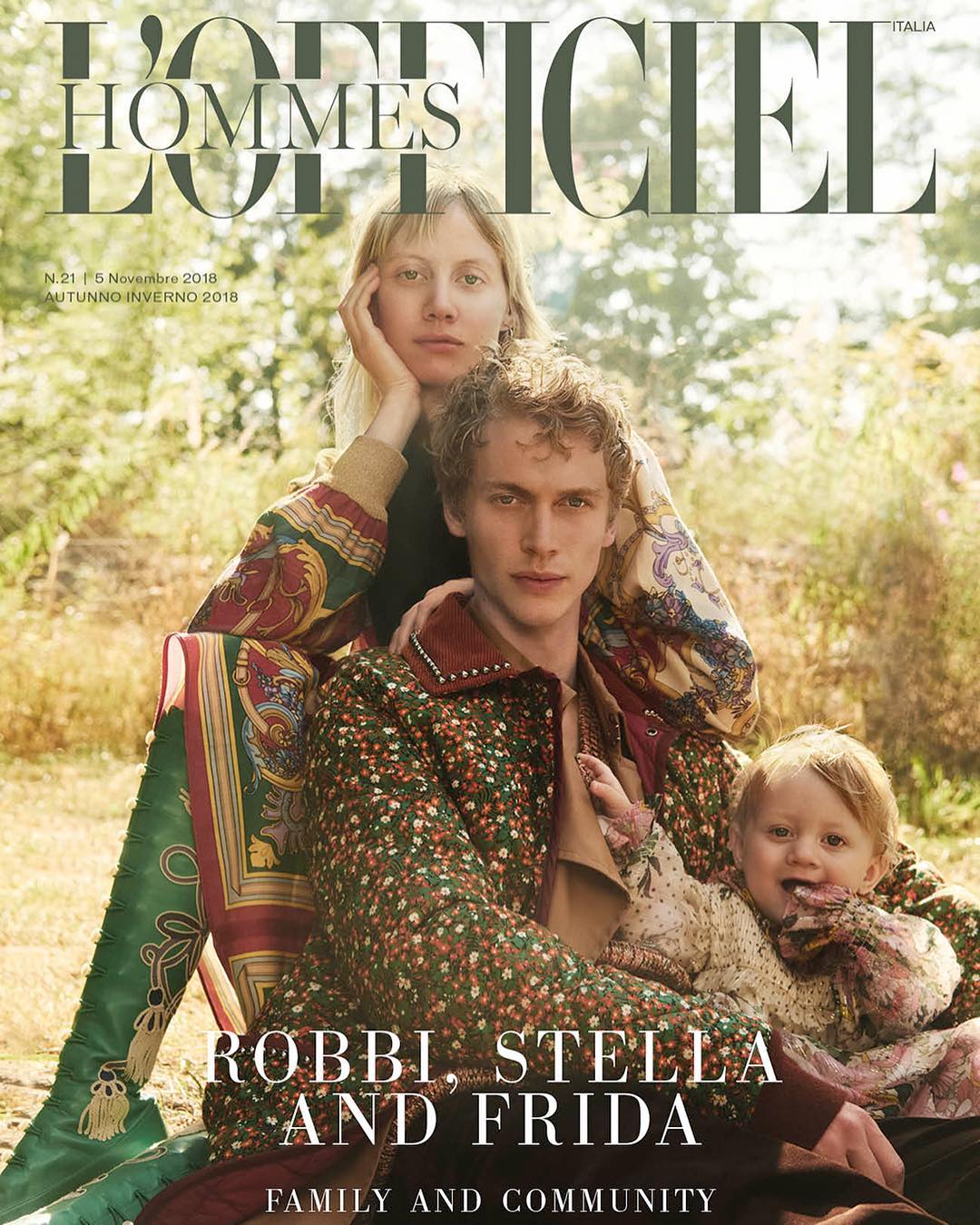 Robbi G (@robs_n) and his beautiful family front the cover of the new issue of L'Officiel Hommes Italia. Photography by Stefan Heinrichts, styling by Emil Rebek, hair by Christian Fritzenwanker and make up by Patrick Glatthaar.