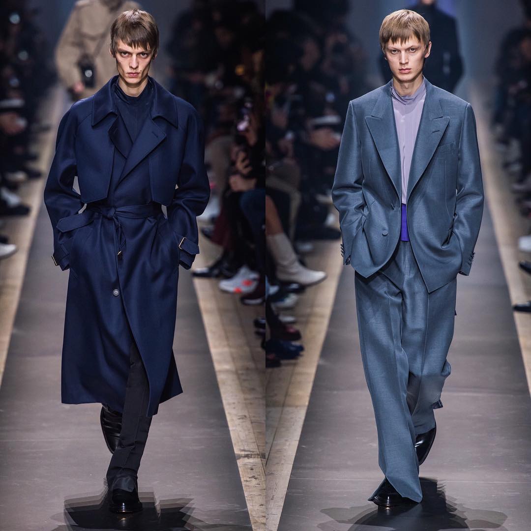 Leon D (@leondame) and Jonas G (@jonasgloeer) for Dunhill AW19. Styling by Elliott Smedley, hair by Matt Mulhall, makeup by Wendy Rowe and casting by Barbara Nicoli and Leila Ananna.