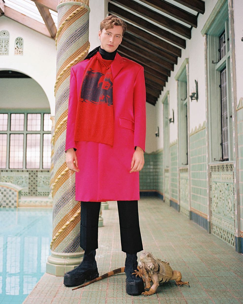 Benjamin J (@benjjarviss) for Barneys Man Spring 2019. Photography by Pierre-Ange Carlotti, styling by Haley Wollens, hair by Marki Shkreli and makeup by Kuma.