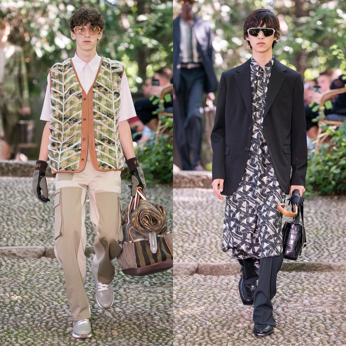 Alexander (@alexbrdy) and Na (@na.aaaaaaaa) for Fendi SS20. Styling by Julian Ganio, hair by Sam McKnight, makeup by Peter Philips and casting by Piergiorgio Del Moro.
