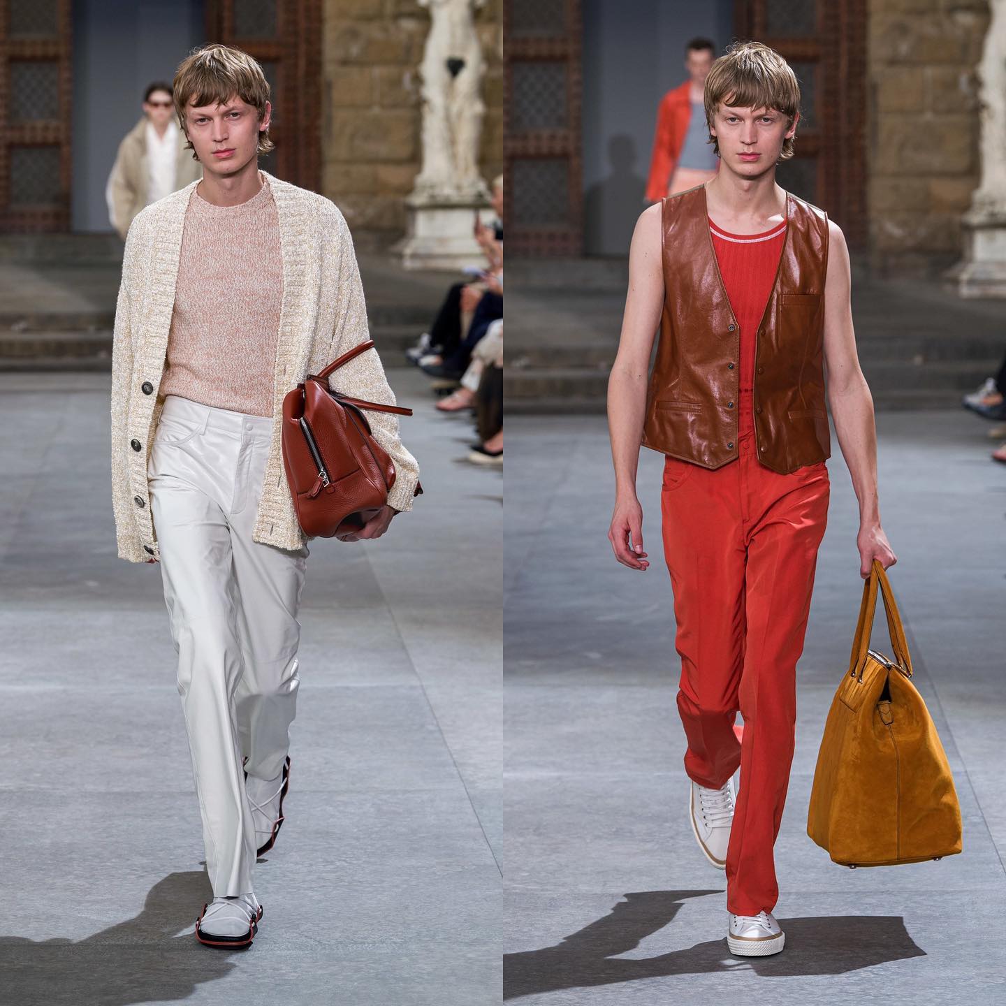 Jonas G (@jonasgloeer) for Salvatore Ferragamo SS20. Styling by Jodie Barnes, hair by Holli Smith, makeup by Fara Homidi and casting by Piergiorgio Del Moro and Giulia Massullo.