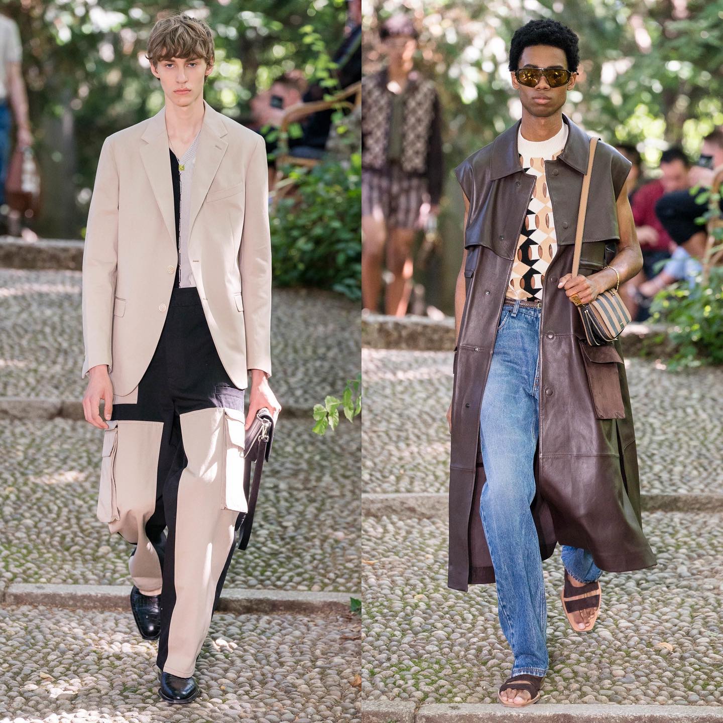 Tom K (@tk.shawty) and Keiron (@kcaynes) for Fendi SS20. Styling by Julian Ganio, hair by Sam McKnight, makeup by Peter Philips and casting by Piergiorgio Del Moro.
