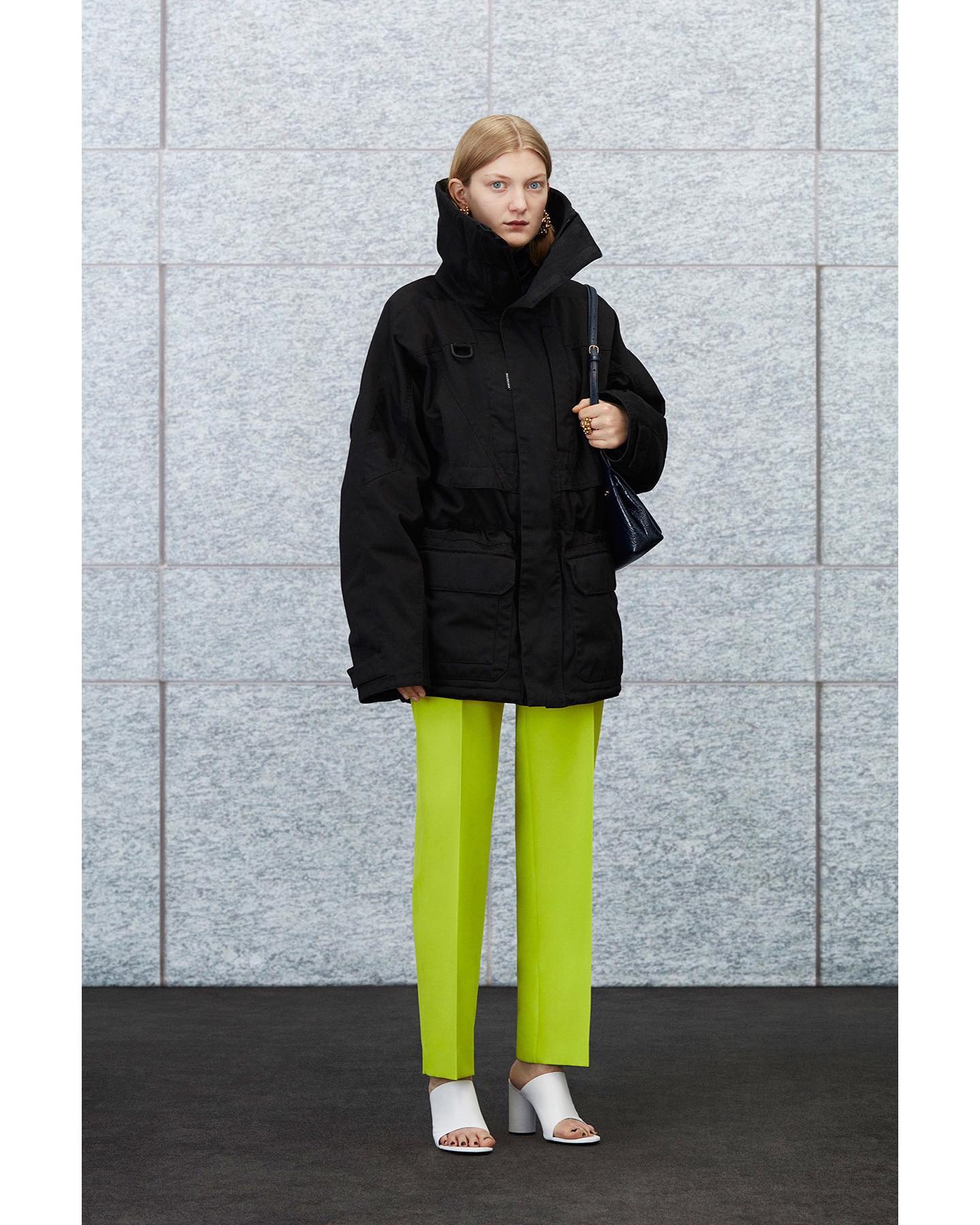 Yuri (@_yuri_gagarina_) for Balenciaga Resort 2020. Photography by Albrecht Tuebke, styling by Leopold Duchemin, hair by Holli Smith and makeup by Inge Grognard.