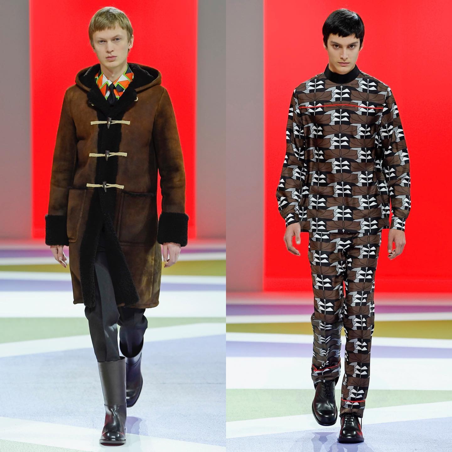 Jonas G (@jonasgloeer) and Dries (@drieshaseldonckx) (exclusive) for Prada AW20. Styling by Olivier Rizzo, hair by Guido Palau, makeup by Pat McGrath and casting by Ashley Brokaw.