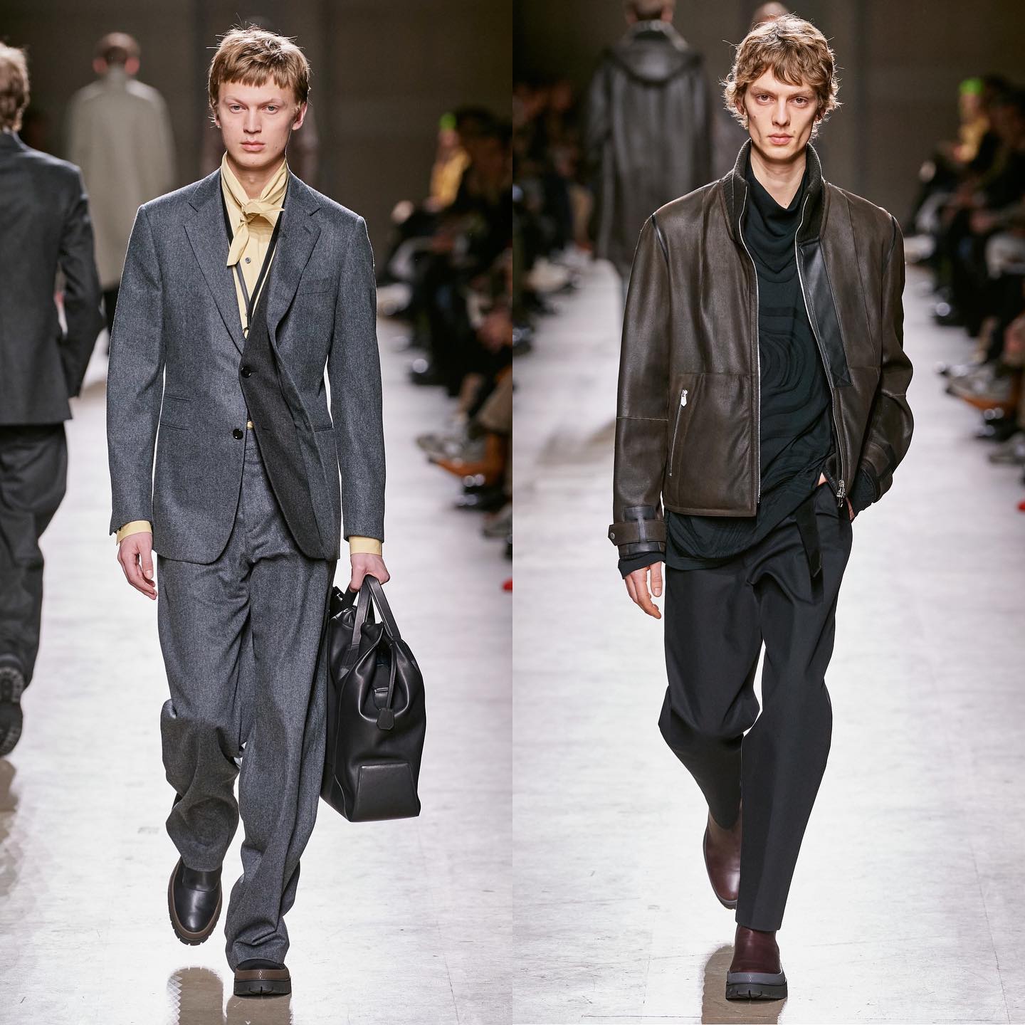 Jonas G (@jonasgloeer) and Leon D (@leondame) for Hermès AW20. Styling by Beat Bolliger, hair by Matt Mulhall and casting by Sophie Bruynoghe.