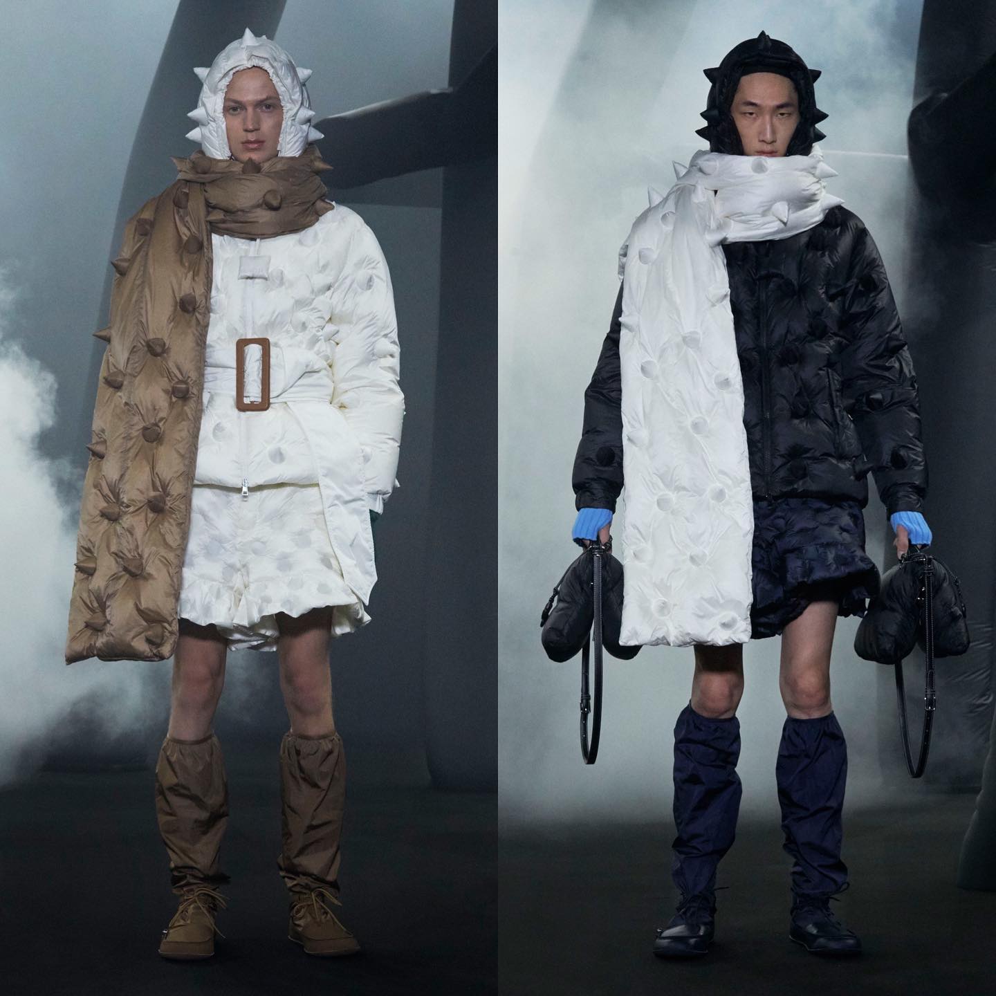 Jonas G (@jonasgloeer) and Han Ji (@hannxji) for J.W.Anderson x Moncler AW20. Styling by Benjamin Bruno, hair by Anthony Turner, makeup by Lynsey Alexander and casting by Samuel Ellis Scheinman.