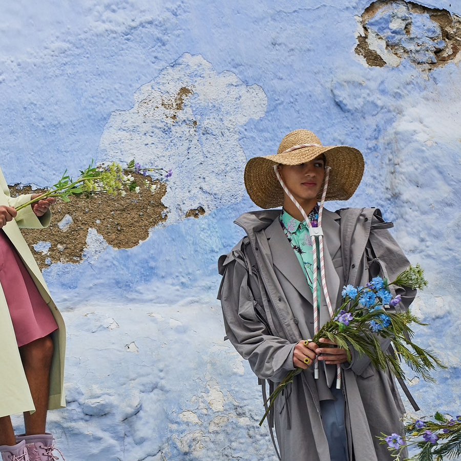 Lucien (@lucien.bzh) for Louis Vuitton's Spring/Summer 2020 Campaign: Chapter 1. Creative direction by Lina Kutsovskaya for BeGood Studios, photography by Viviane Sassen, styling by Christine Centenera, hair by Martin Cullen, makeup by Irena Ruben, set design by Daryl McGregor and casting by Samuel Ellis Scheinman for DMCASTING.
