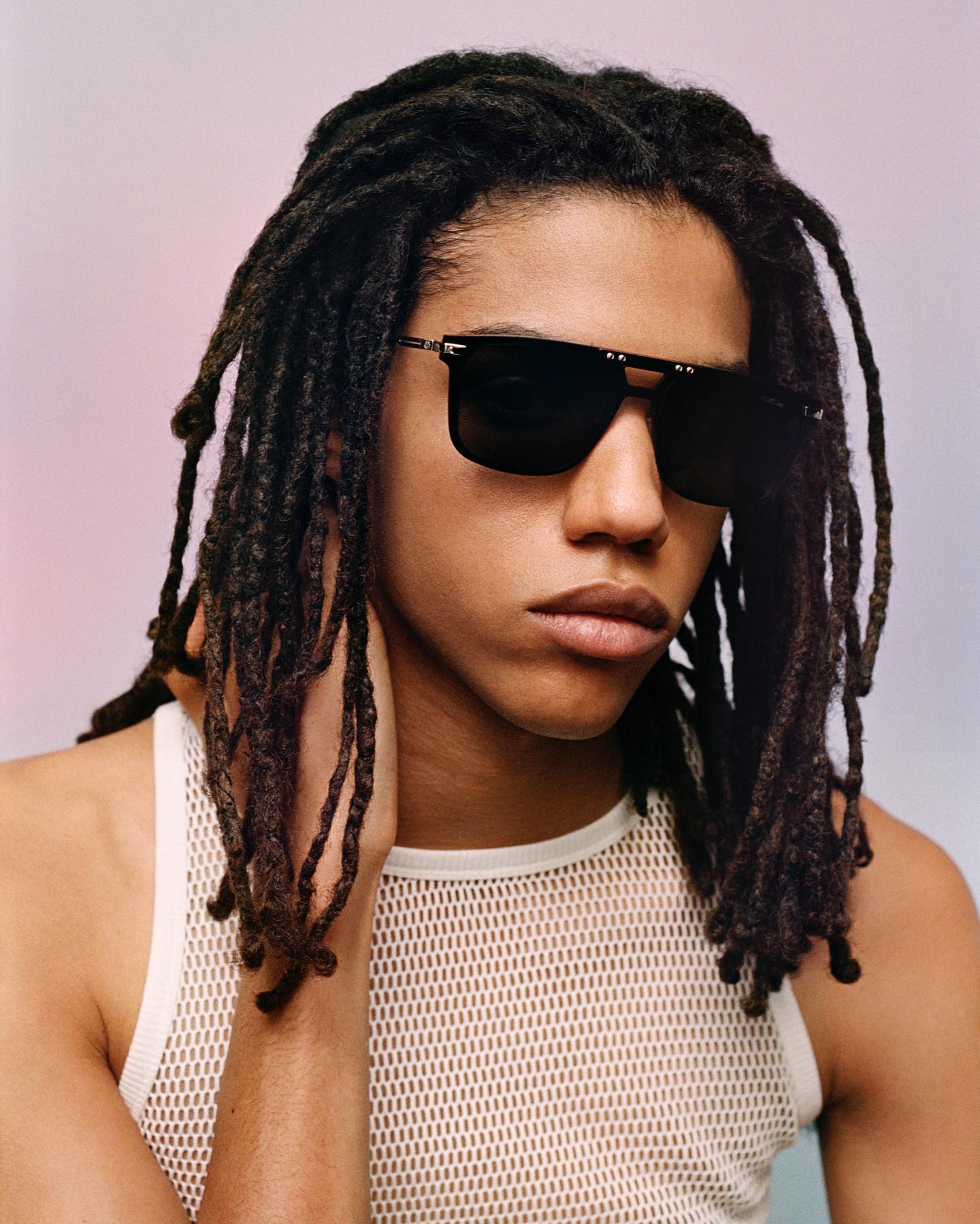 Arthur K (@atk_44) for Rimowa's 2020 eyewear campaign. Art direction by Yannis Henrion, photography by Ian Kenneth Bird, styling by Flora Huddart, hair by Naoki Komiya, makeup by Pep Gay and casting by Piotr Chamier.