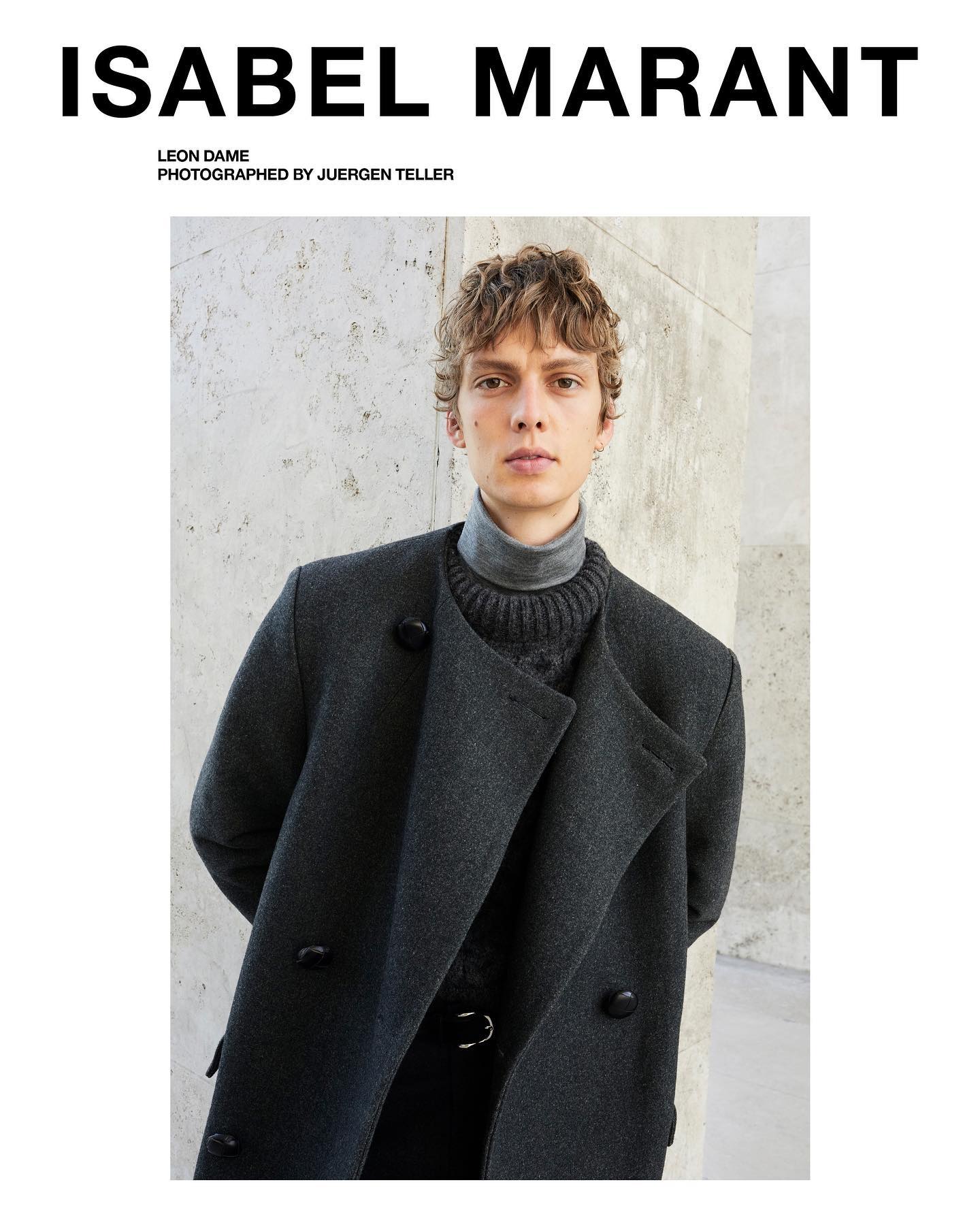 Leon D (@leondame) for Isabel Marant's Autumn/Winter 2020 campaign. Art direction by Franck Durand, photography by Juergen Teller, styling by Géraldine Saglio, hair by Damien Boissinot and makeup by Christelle Cocquet.