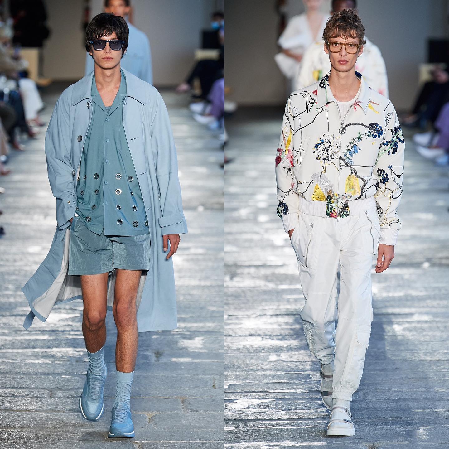 Dries (@dries.haseldonckx) and Leon D (@leondame) for Boss SS21. Styling by Ellie Grace Cumming, hair by Paul Hanlon, makeup by Diane Kendal and casting by DMCASTING.