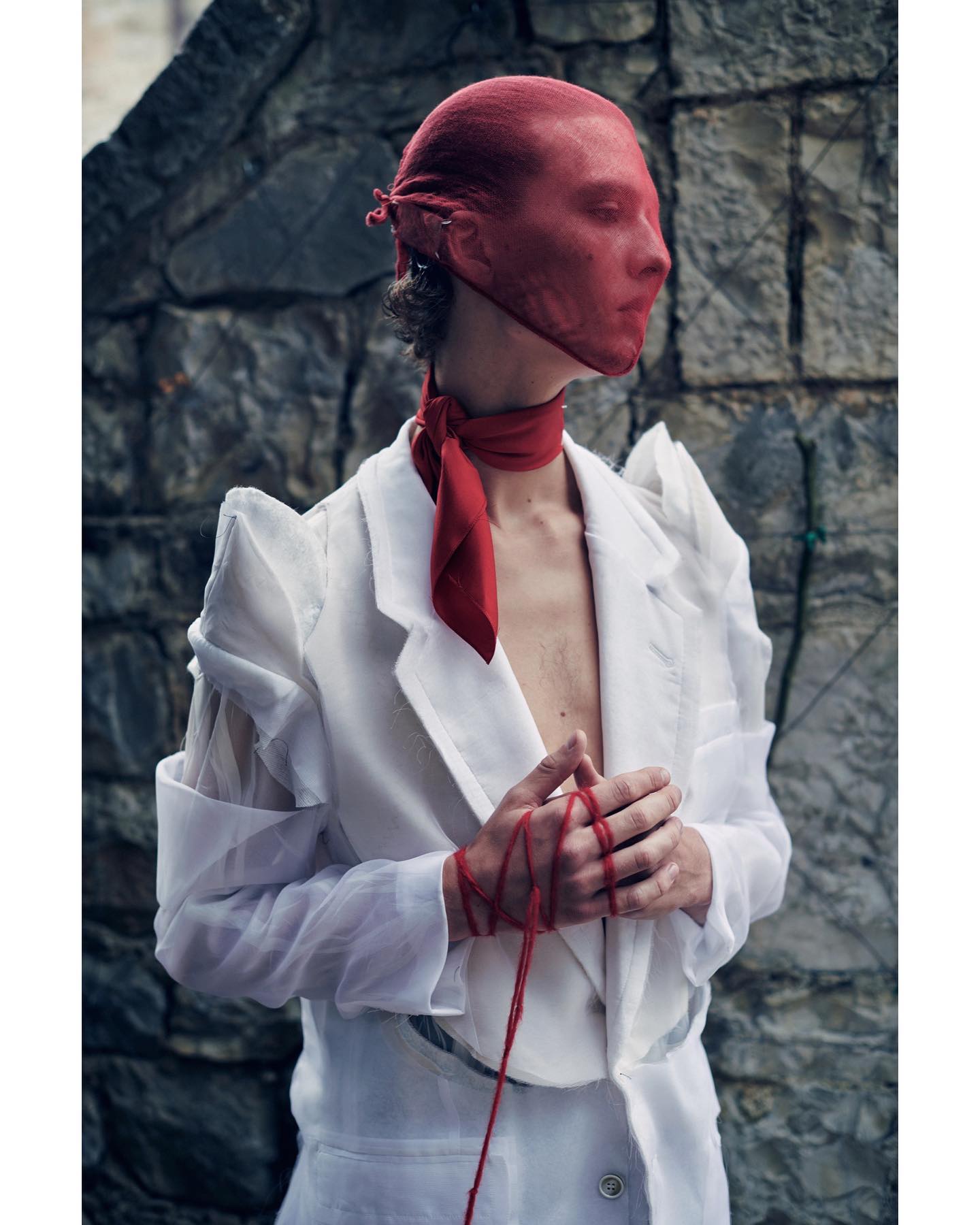 Leon D (@leondame) for Maison Margiela Spring/Summer 2021 S.W.A.L.K. II by John Galliano. A film by Nick Knight for SHOWstudio. Still photography by Britt Lloyd, artistic image direction by Alexis Roche, styling by Olivier Rizzo, hair by Eugene Souleiman, makeup by Pat McGrath and casting by Jess Hallett.