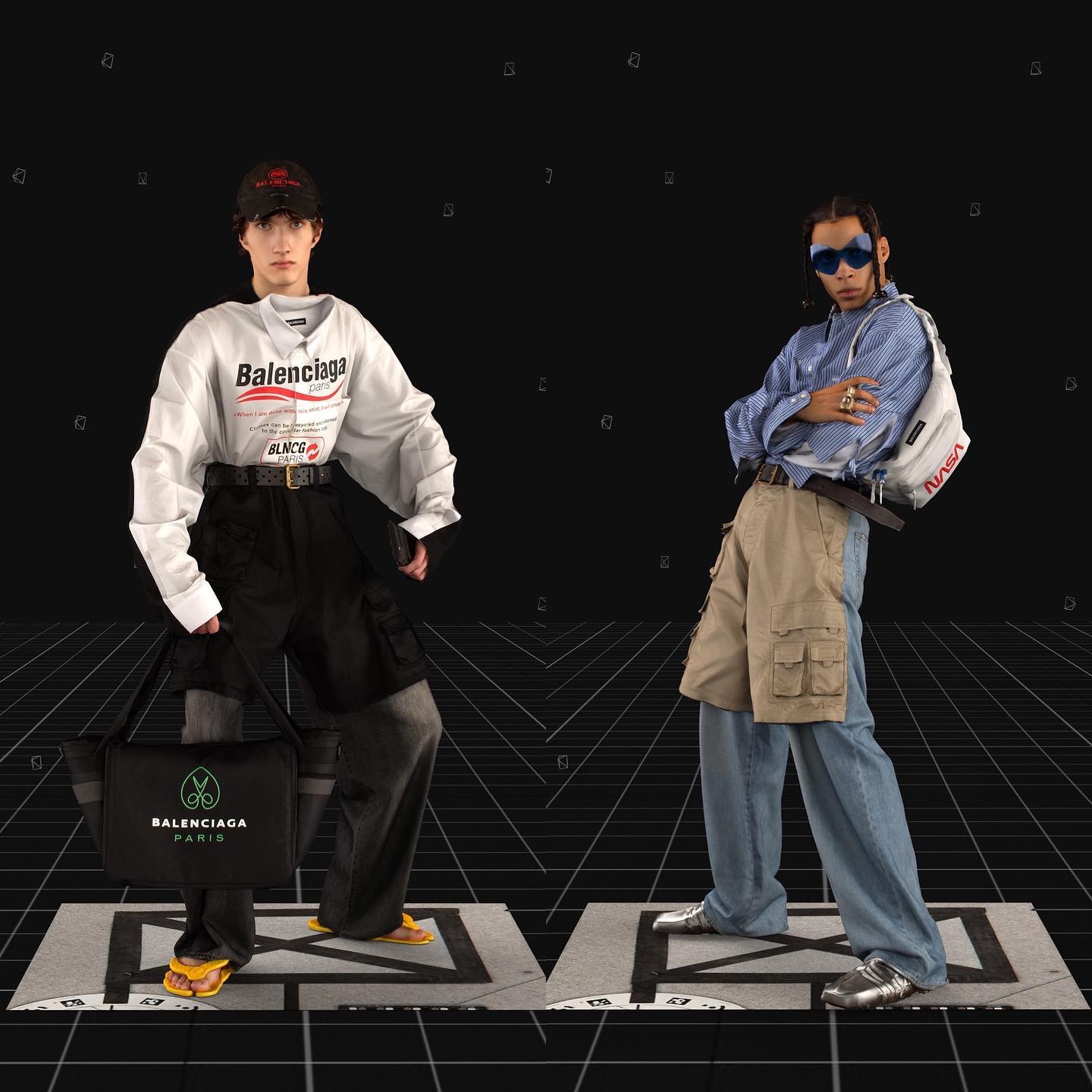 Jeremy (@chtrt_) and Sergio (@ricthehero) for Balenciaga Fall 2021 - Afterworld: The Age of Tomorrow. Hair by Holli Smith, makeup by Inge Grognard and music by BFRND. Thank you @demnagvasalia, @mrt4000, @nico_sprr and @camecaille.