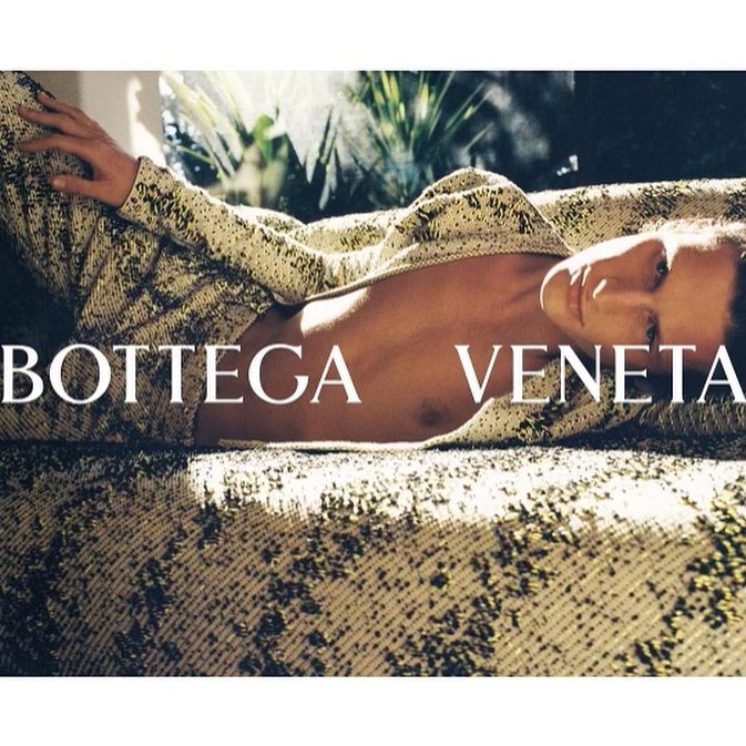 Emil S for Salon 01 Bottega Veneta SS21 campaign. Photography by Tyrone Lebon, hair Gary Gill, makeup by Diane Kendal, set design by David James White, casting by Establishment NY.