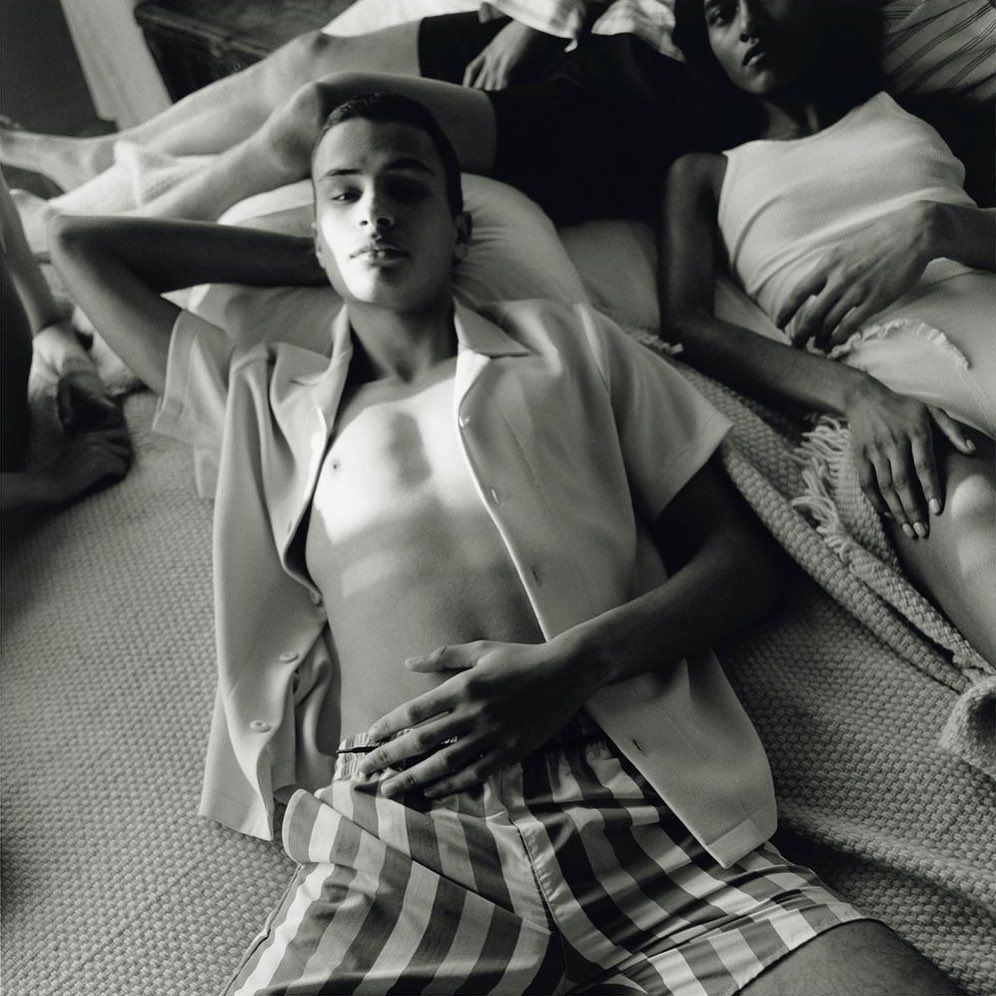 Guiaume for Sandro SS21 campaign. Photography by Eddie Wrey, Styling by Carlos Nazario, art direction by Atelier Franck Durand.