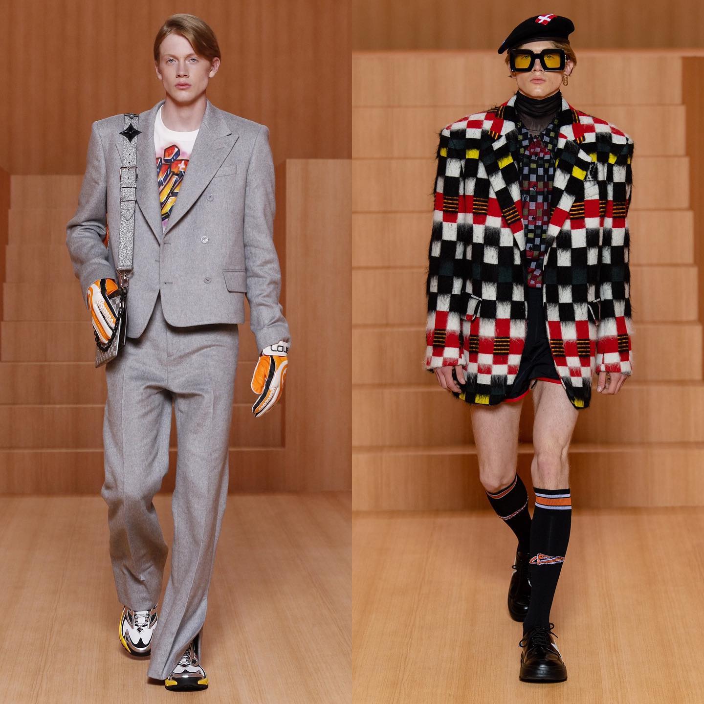 Casper B debut for Louis Vuitton SS22 by Virgil Abloh. Styling by Ibrahim Kamara, hair by Virginie Pinto Moreira, makeup by Ammy Drammeh, choreography by Josh Johnson, dramaturgy by Kandis Williams, film directed by Mahfuz Sultan, director of photography Philippe Le Sourd, casting by Samuel Ellis Scheinman and Piergiorgio Del Moro for DM casting