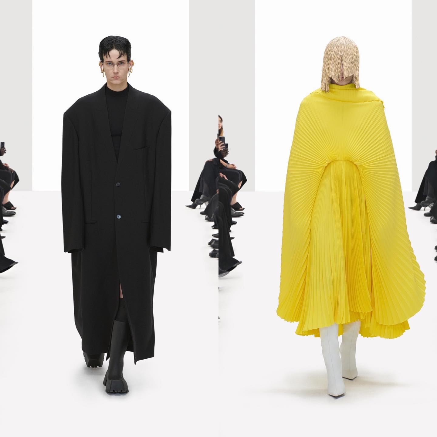 Eliza for Balenciaga Clones Spring 22 collection. Directed by Quentin Deronzier, hair by Holli Smith, makeup by Inge Grognard, music ‚La Vie en Rose‘ by BFRND.