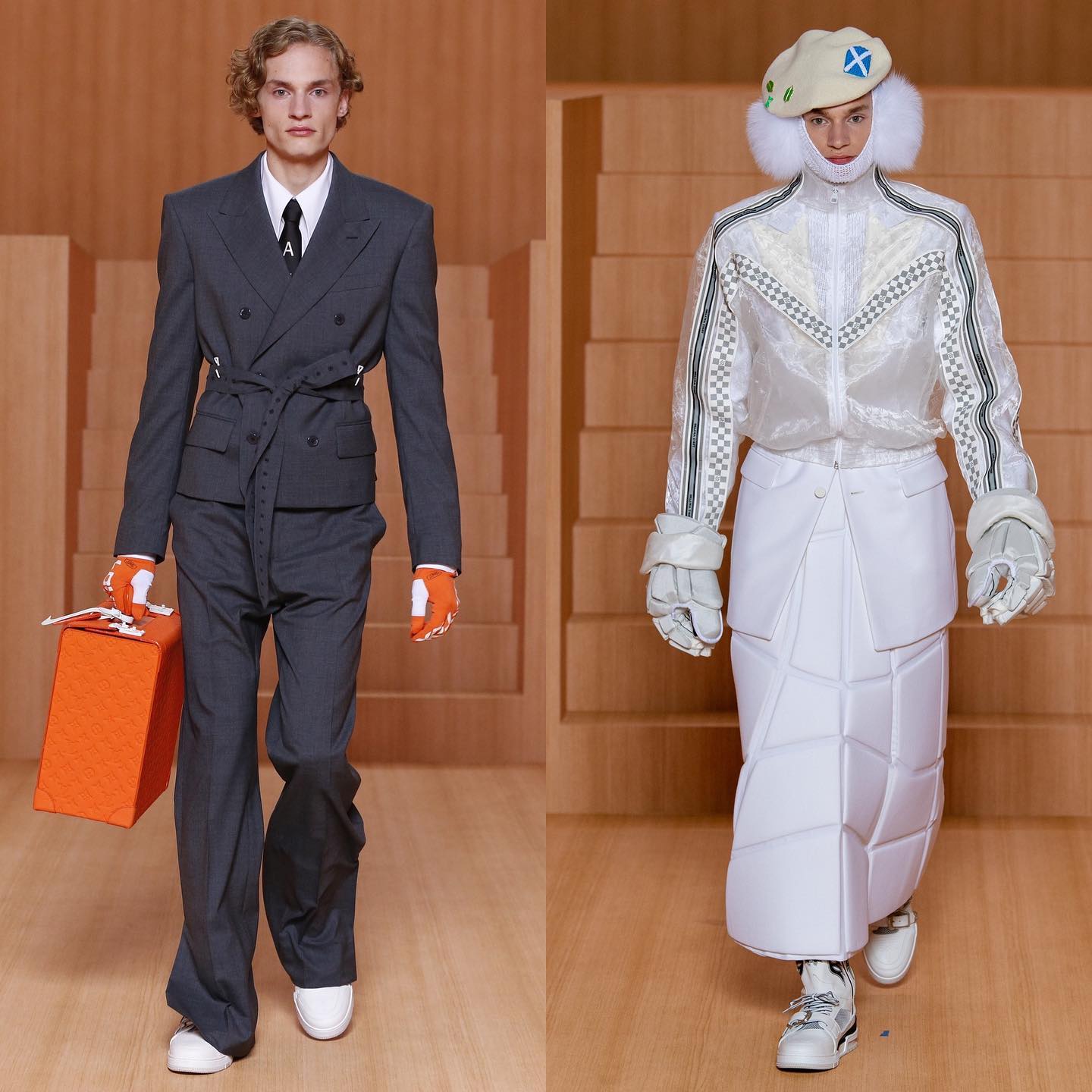 Nils debut for Louis Vuitton SS22 by Virgil Abloh. Styling by Ibrahim Kamara, hair by Virginie Pinto Moreira, makeup by Ammy Drammeh, choreography by Josh Johnson, dramaturgy by Kandis Williams, film directed by Mahfuz Sultan, director of photography Philippe Le Sourd, casting by Samuel Ellis Scheinman and Piergiorgio Del Moro for DM casting
