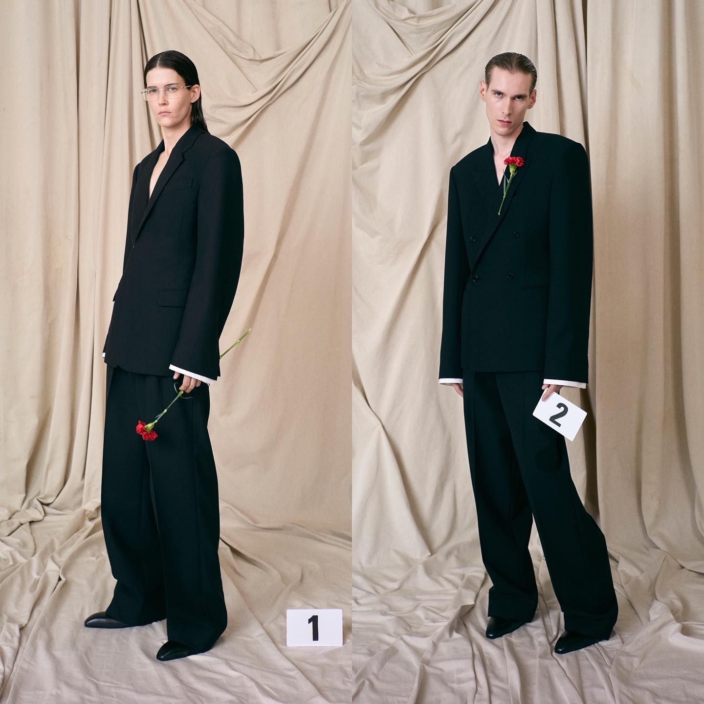 Eliza and Aki for Balenciaga Couture Fall21 by Demna Gvasalia. Photography by Mark Borthwick, hair by Holli Smith, makeup by Inge Grognard.