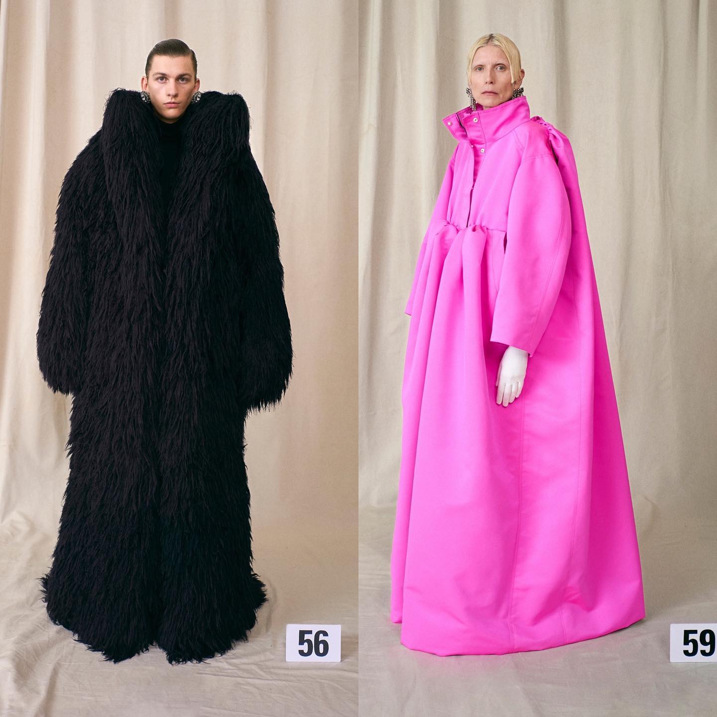 Klas and Minttu for Balenciaga Couture Fall21 by Demna Gvasalia. Photography by Mark Borthwick, hair by Holli Smith, makeup by Inge Grognard.