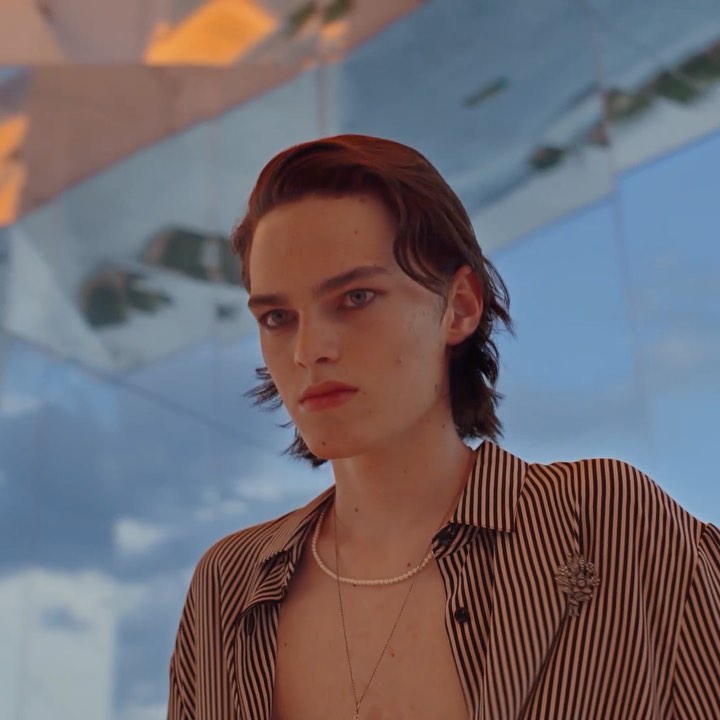 Oskar R for Saint Laurent SS22by Anthony Vaccarello, styling by Paul Sinclaire, hair by Duffy, makeup by Kanako Takase, lookbook photography by Jürgen Teller, show video by Natalie Canguilhem, casting by DM casting.