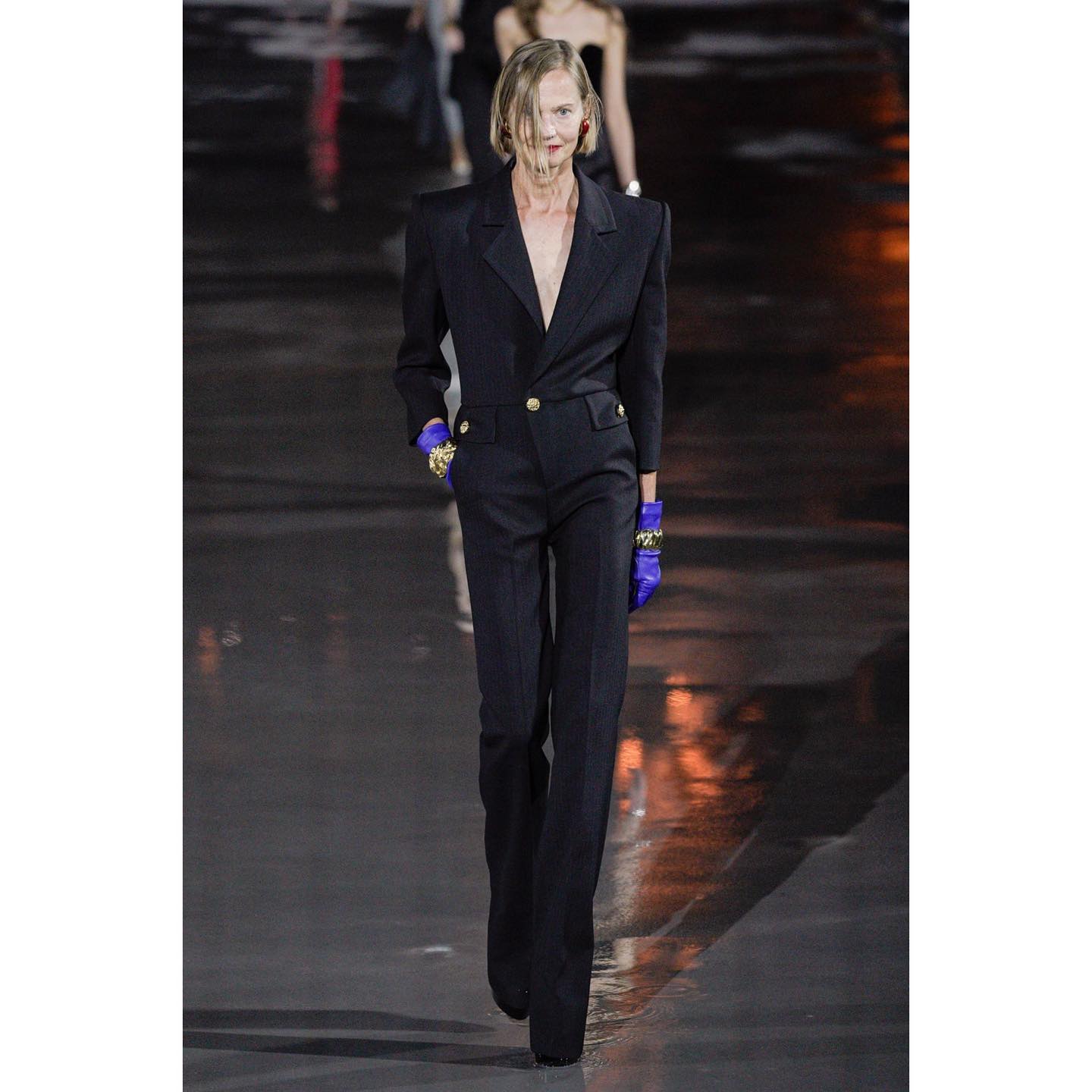 Ulrike debut for Saint Laurent SS22 by Anthony Vaccarello. Styling by Paul Sinclaire, hair by Duffy, make-up by Karin Westerlund. Casting by Samuel Ellis for DM Casting.