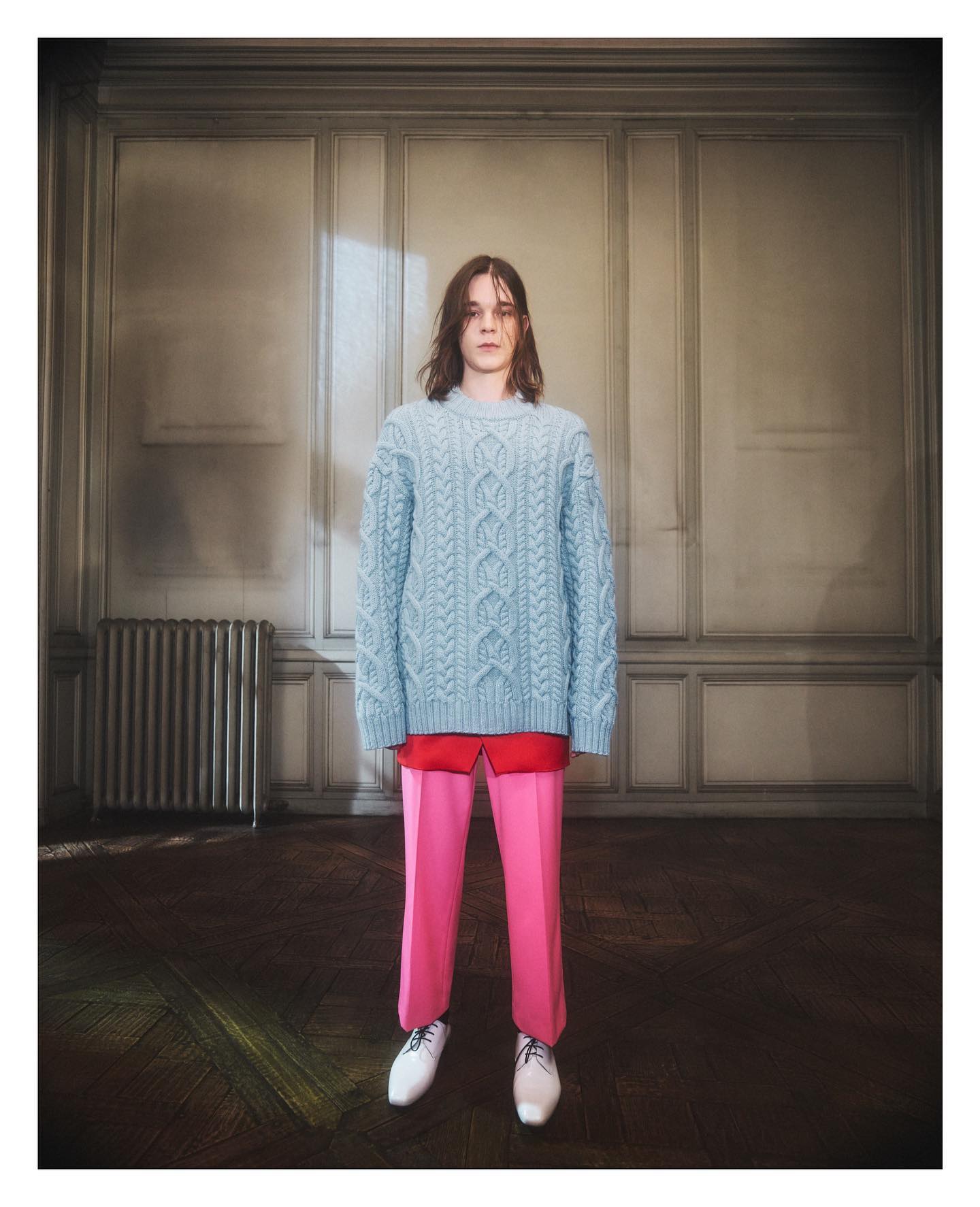 Jakob E (@jakob_eilinghoff ) for Dries Van Noten AW22. Photography by Casper Sejersen, styling by Nancy Rhode, hair by Gary Gill, make-up by Inge Grognard, casting by DM casting.