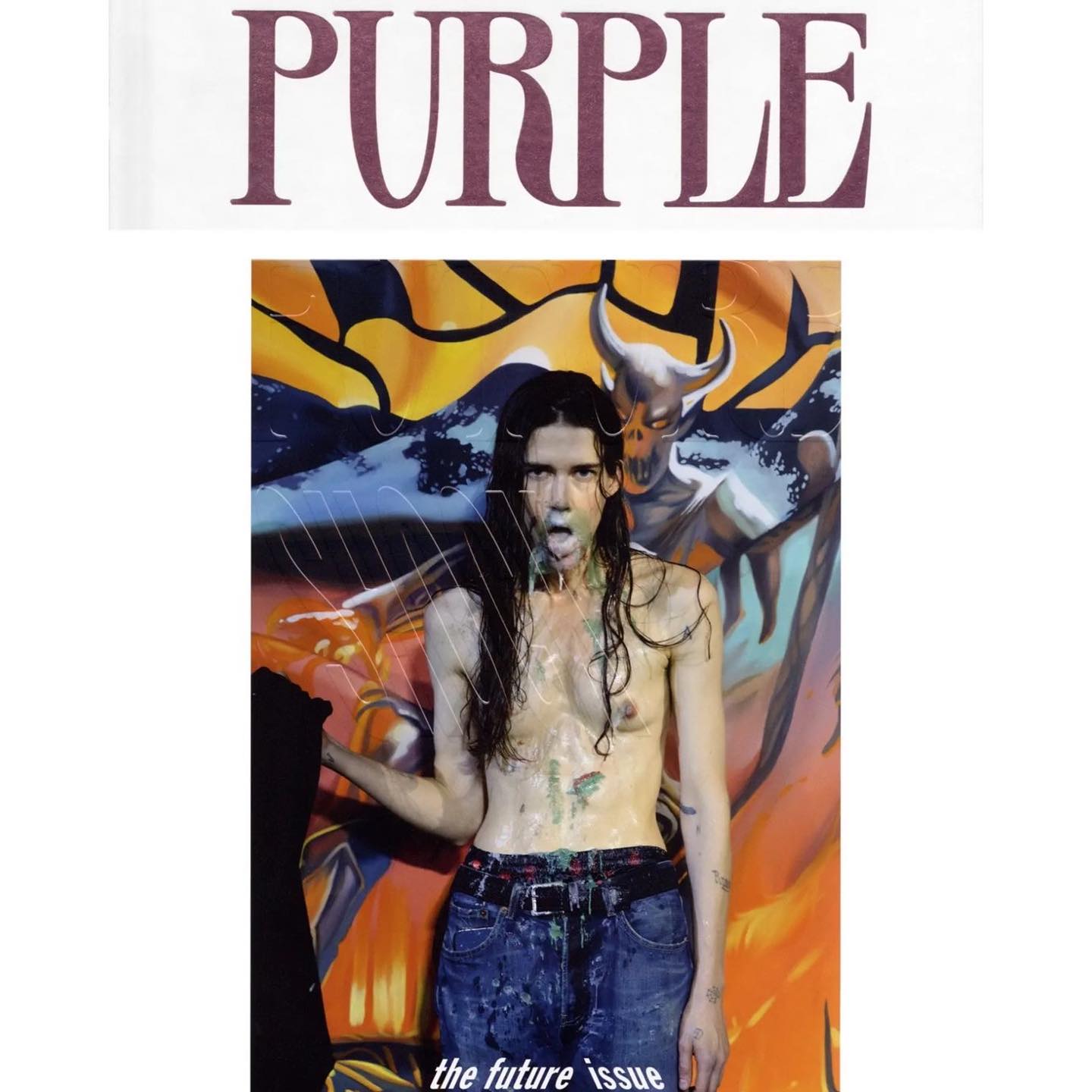 Eliza (@elizad0uglas ) on the cover of Purple Magazine shot at Anne Imhof’s exhibition „Natures Mortes“ at Palais du Tokyo. Photography by Nadine Fraczkowski, styling by Laetitia Gimenez, hair by Michael Delmas, make-up performances by Thierry Do Nascimento.