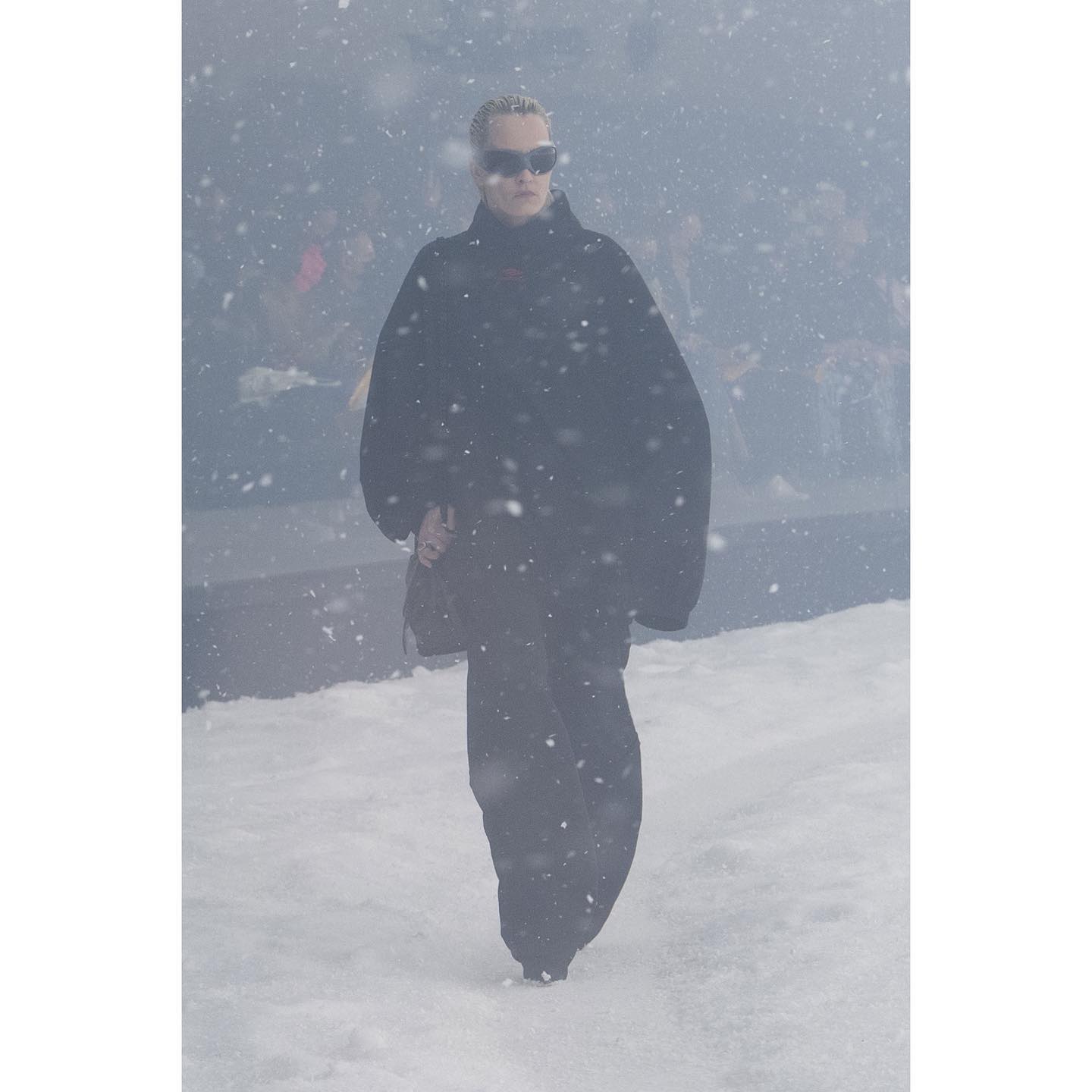 Stephanie (@svainly ) for Balenciaga Winter 22. Hair by Gary Gill, make-up by Inge Grognard, architecture by sub, music by Bfrnd.