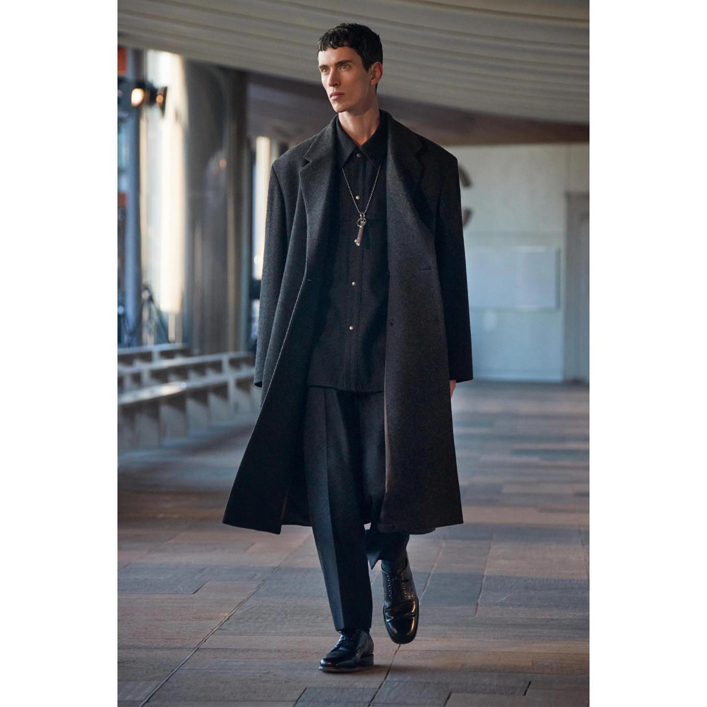 Georges L (@georgeslabbat_ ), Roman (@roman_duvi ), Sidy (@not.seed ) and Elodie (@elodieb_july7o ) for Lemaire FW23. Styling by Benoit Bethume, casting by Arqa.