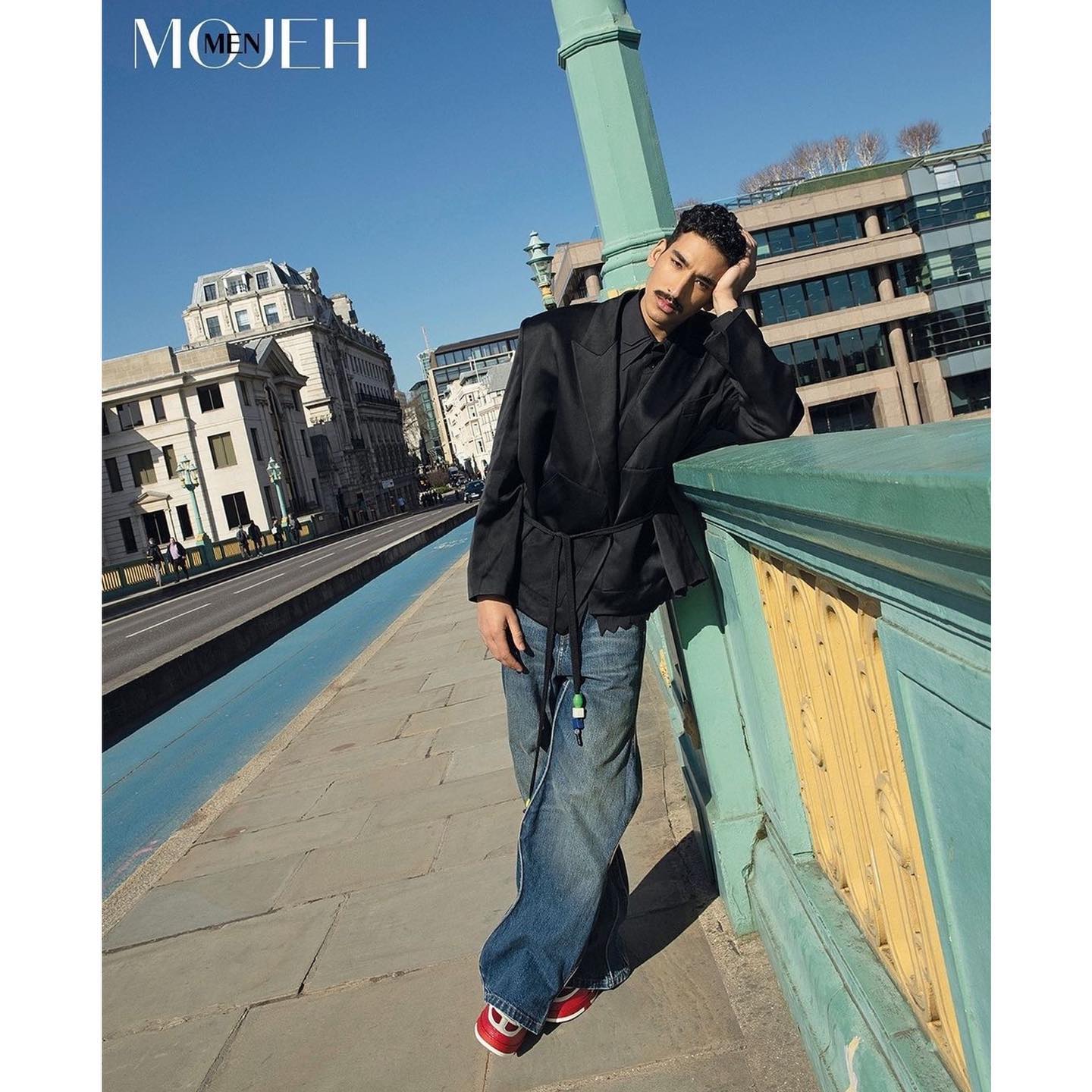 Ibraheem (@meeharbillewoh ) for Mojeh Magazine. Photography by Elliott Morgan, styling by Harry Clement, grooming by Eliot McQueen, casting by Timoer Nulens.