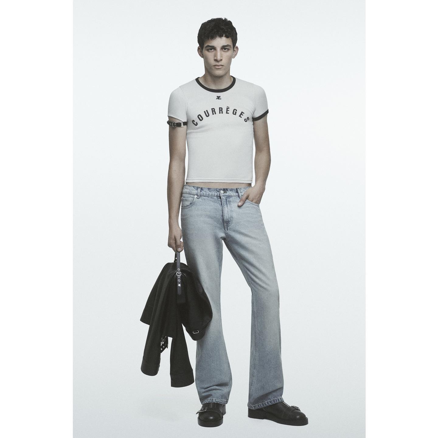 Bilal (@b.o_bilal ) for Courrèges SS24. Photography by Robin Galiegue, styling by Marie Chaix, hair by Akemi Kishida, make-up by Anthony Preel, casting by DM Casting.
