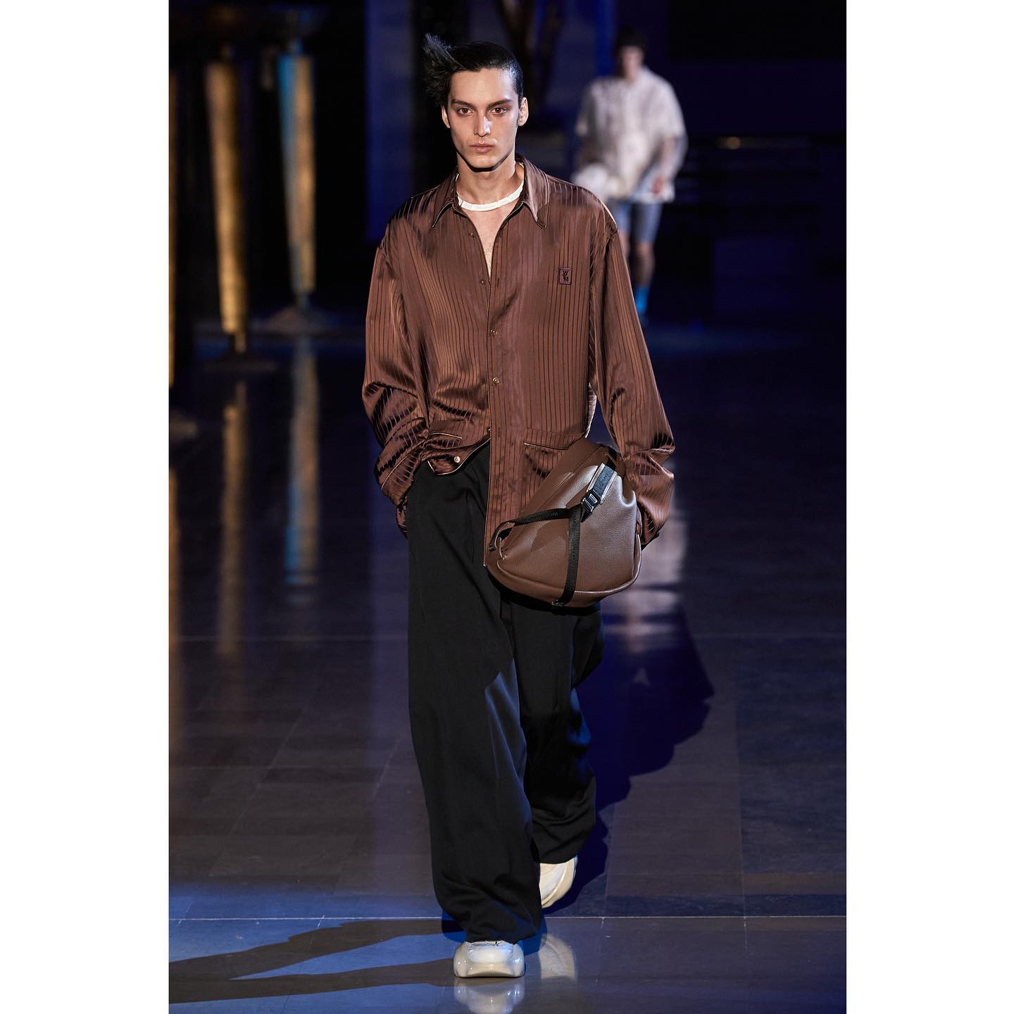 Dries (@dries.haseldonckx ) for Wooyoungmi SS24. Styling by Jack Borkett, hair by Gary Gill, make-up by Lynsey Alexander, casting by AMC.
